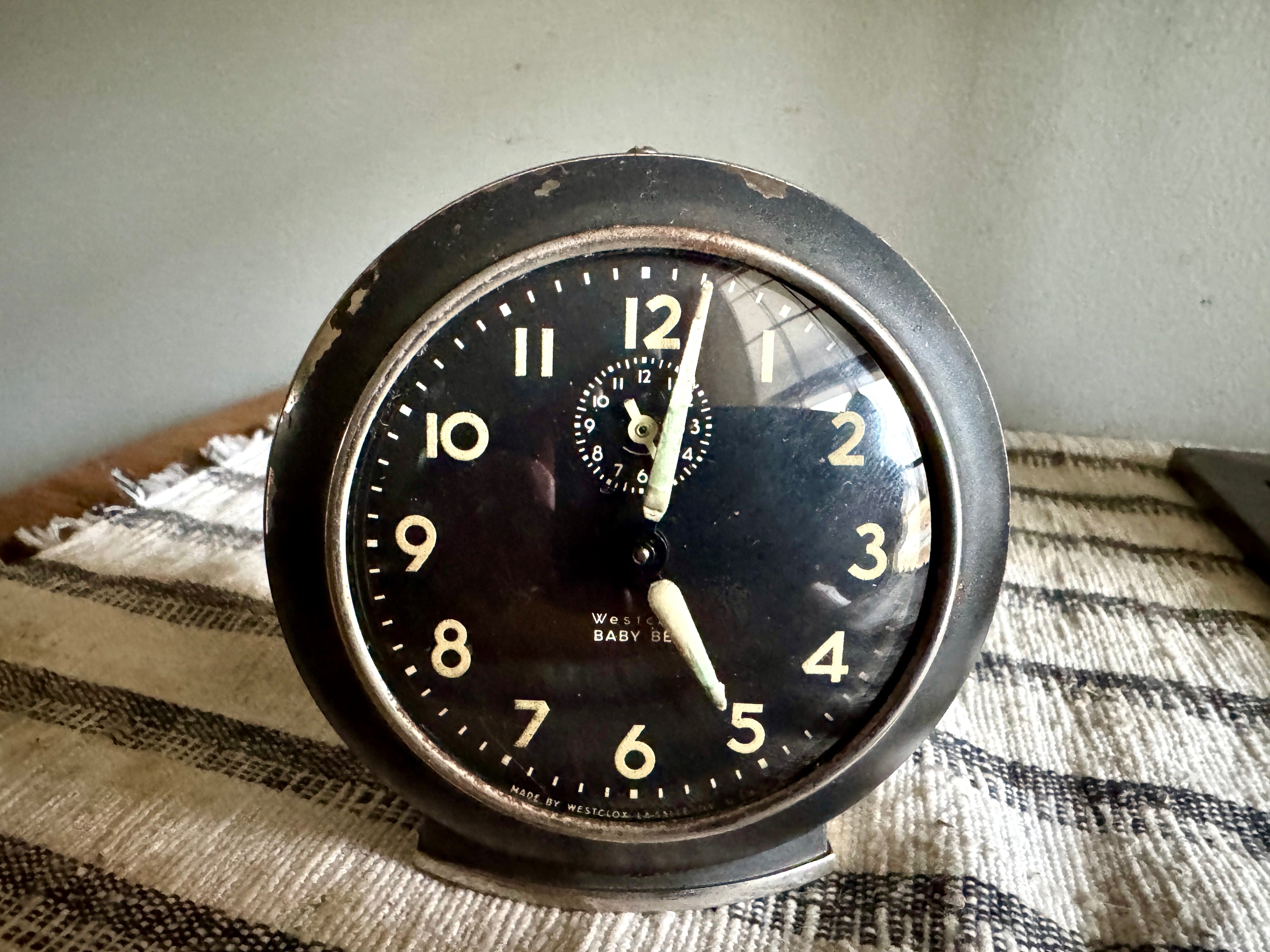 1940's- 50's Westclox Baby Ben Wind-up Alarm Clock | Art Deco Westclox Baby-Ben Alarm Clock