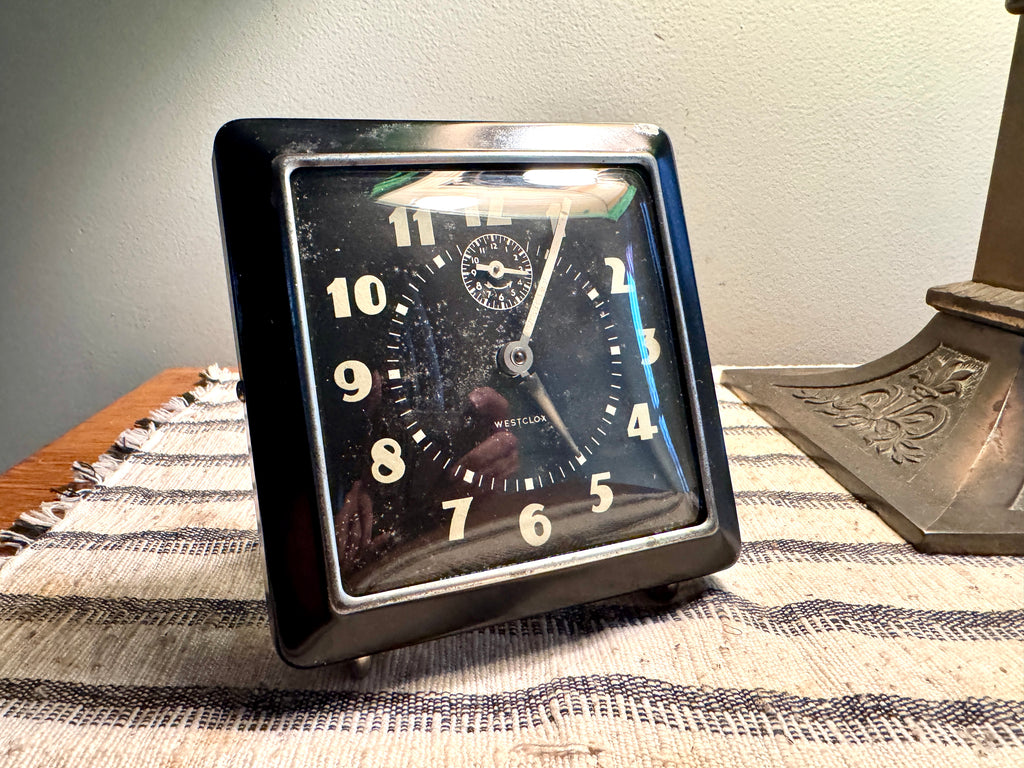 1940's Westclox Spur Wind-up Alarm Clock | Art Deco Westclox Alarm Clock