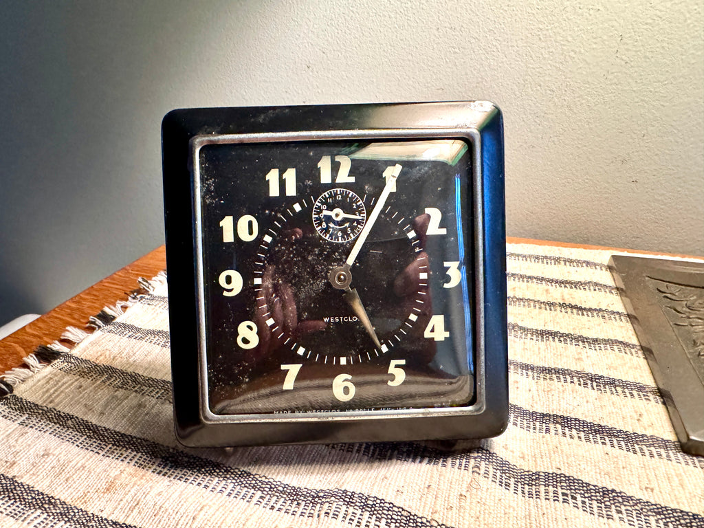 1940's Westclox Spur Wind-up Alarm Clock | Art Deco Westclox Alarm Clock