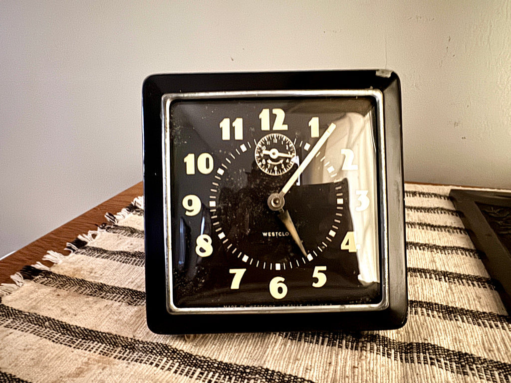 1940's Westclox Spur Wind-up Alarm Clock | Art Deco Westclox Alarm Clock