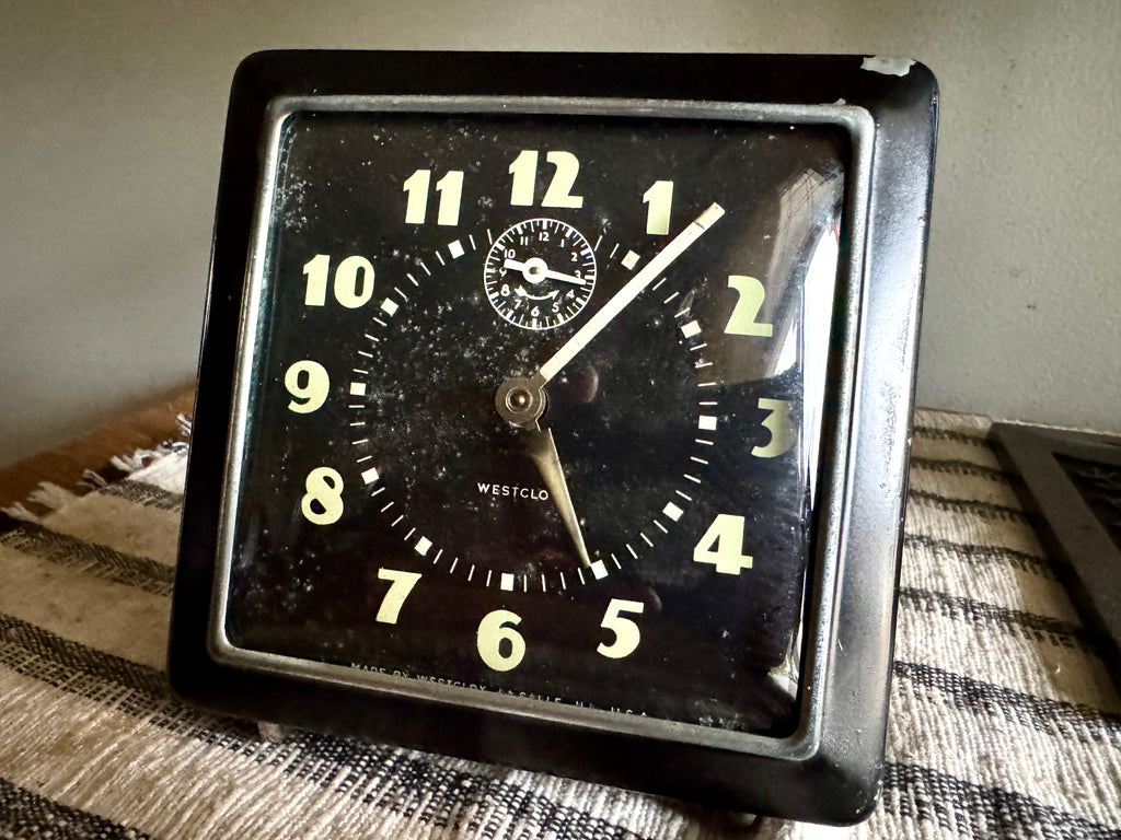 1940's Westclox Spur Wind-up Alarm Clock | Art Deco Westclox Alarm Clock