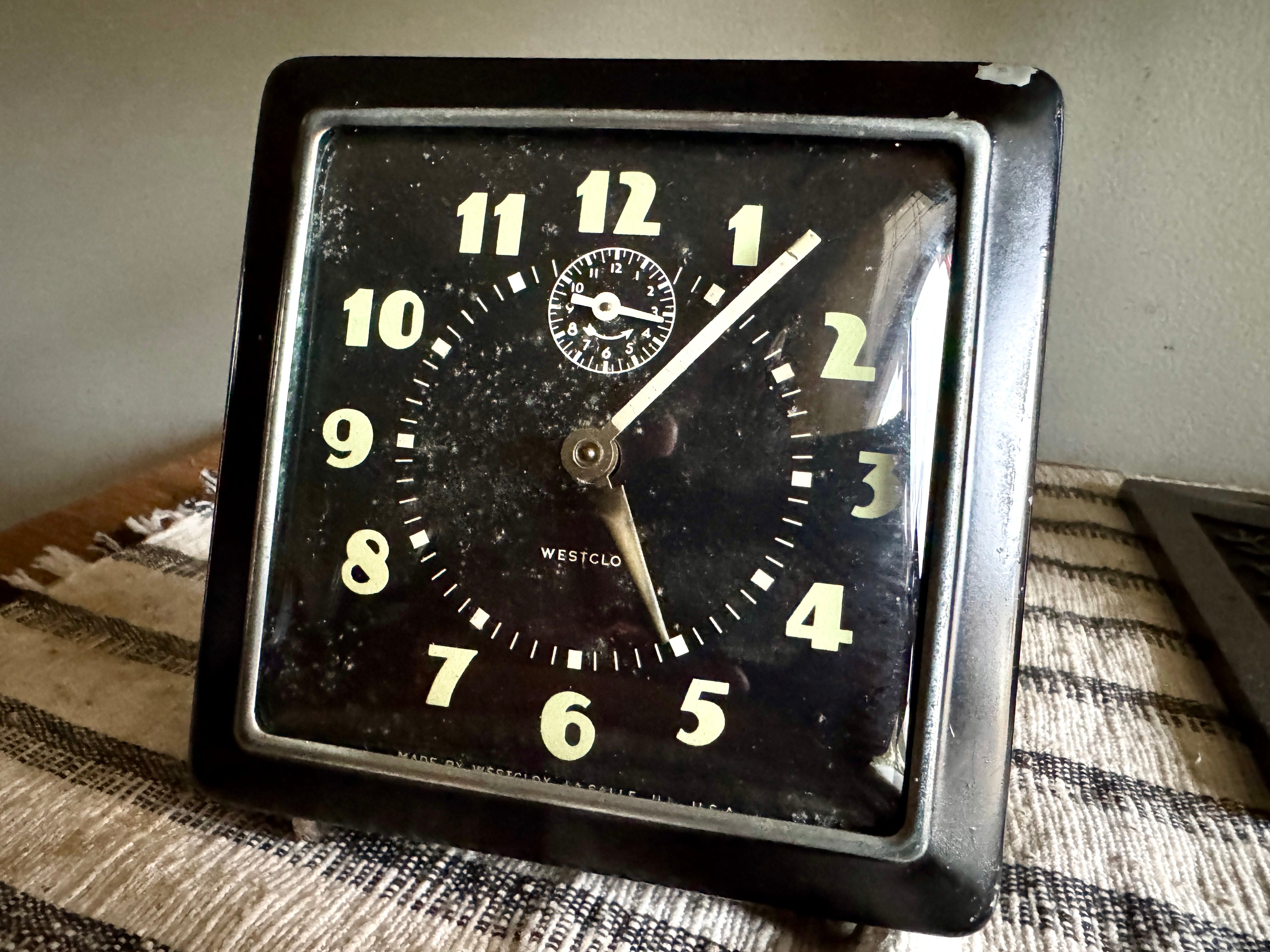 1940's Westclox Spur Wind-up Alarm Clock | Art Deco Westclox Alarm Clock
