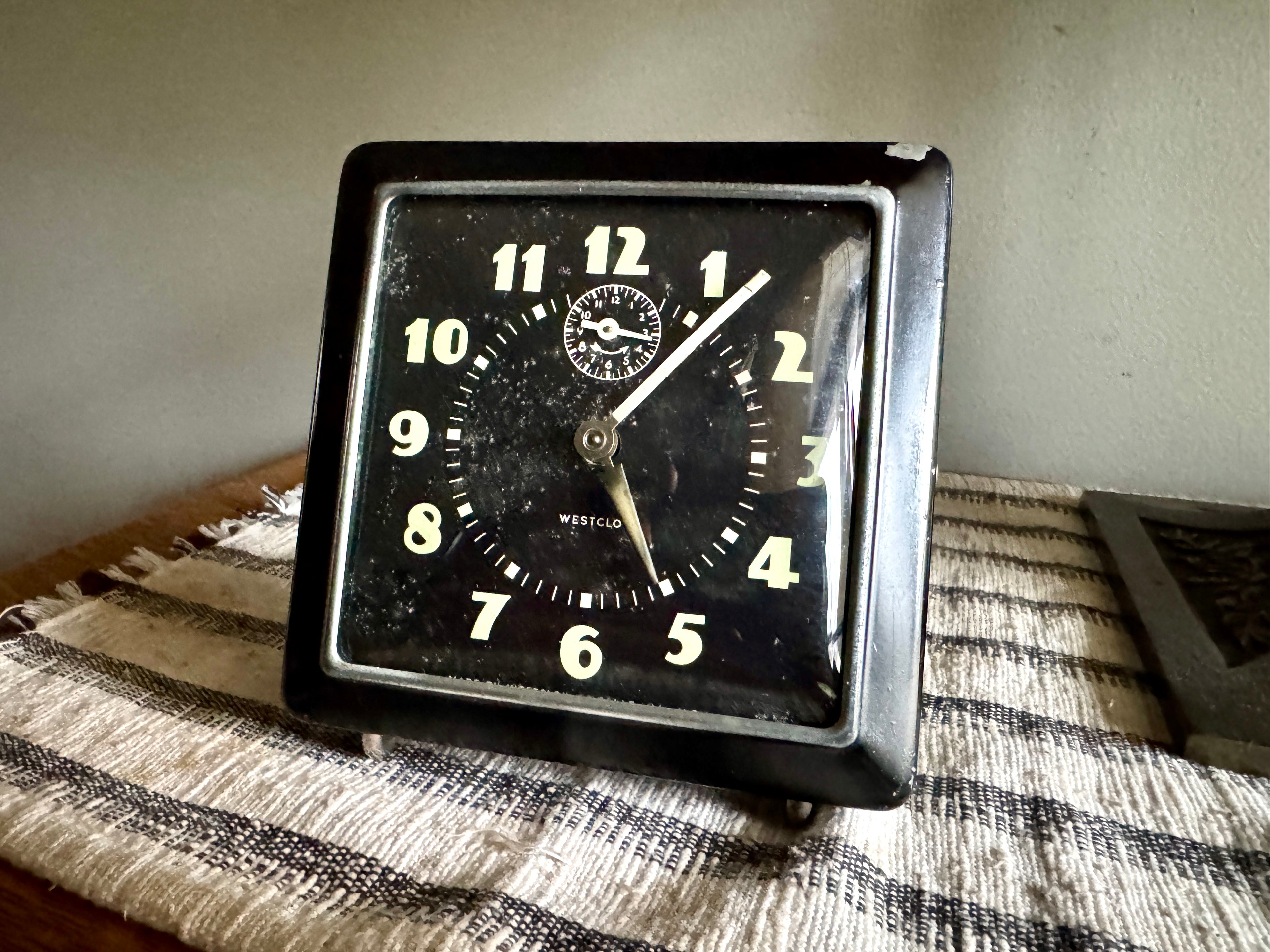 1940's Westclox Spur Wind-up Alarm Clock | Art Deco Westclox Alarm Clock