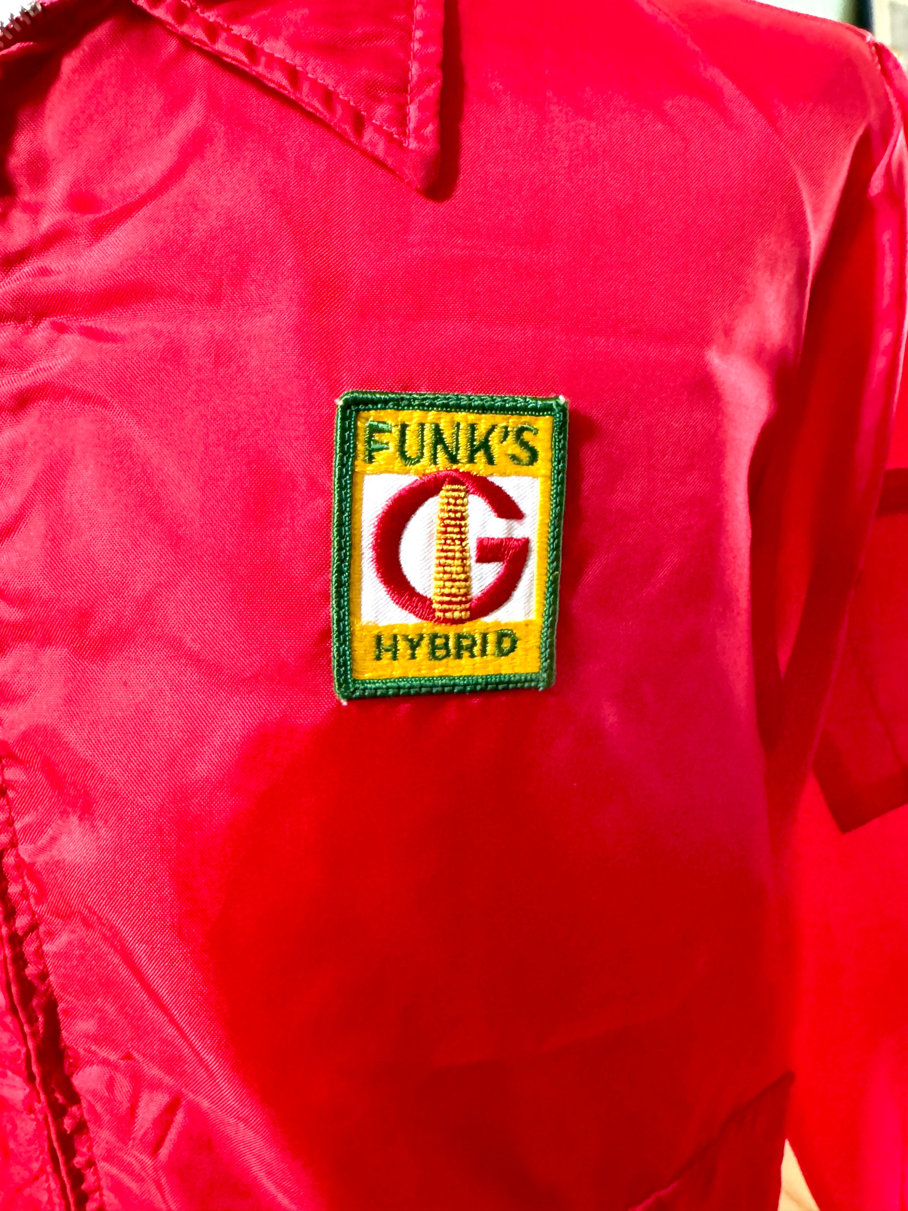 Vtg Swingster Funks G Hybrid (M) Red Windbreaker Racing Stripe Jacket Farm