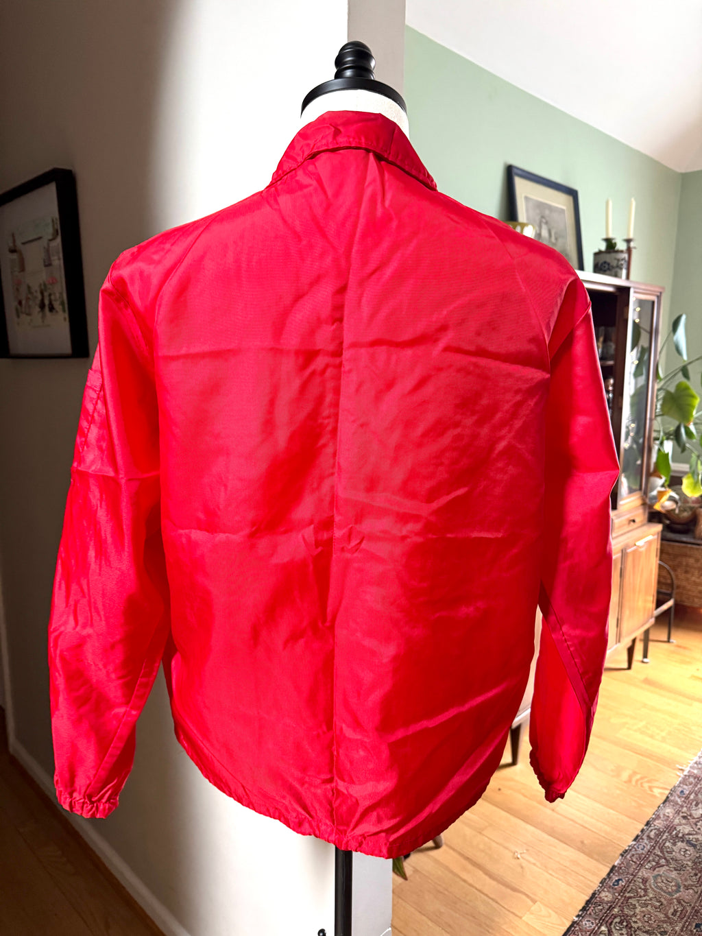 Vtg Swingster Funks G Hybrid (M) Red Windbreaker Racing Stripe Jacket Farm