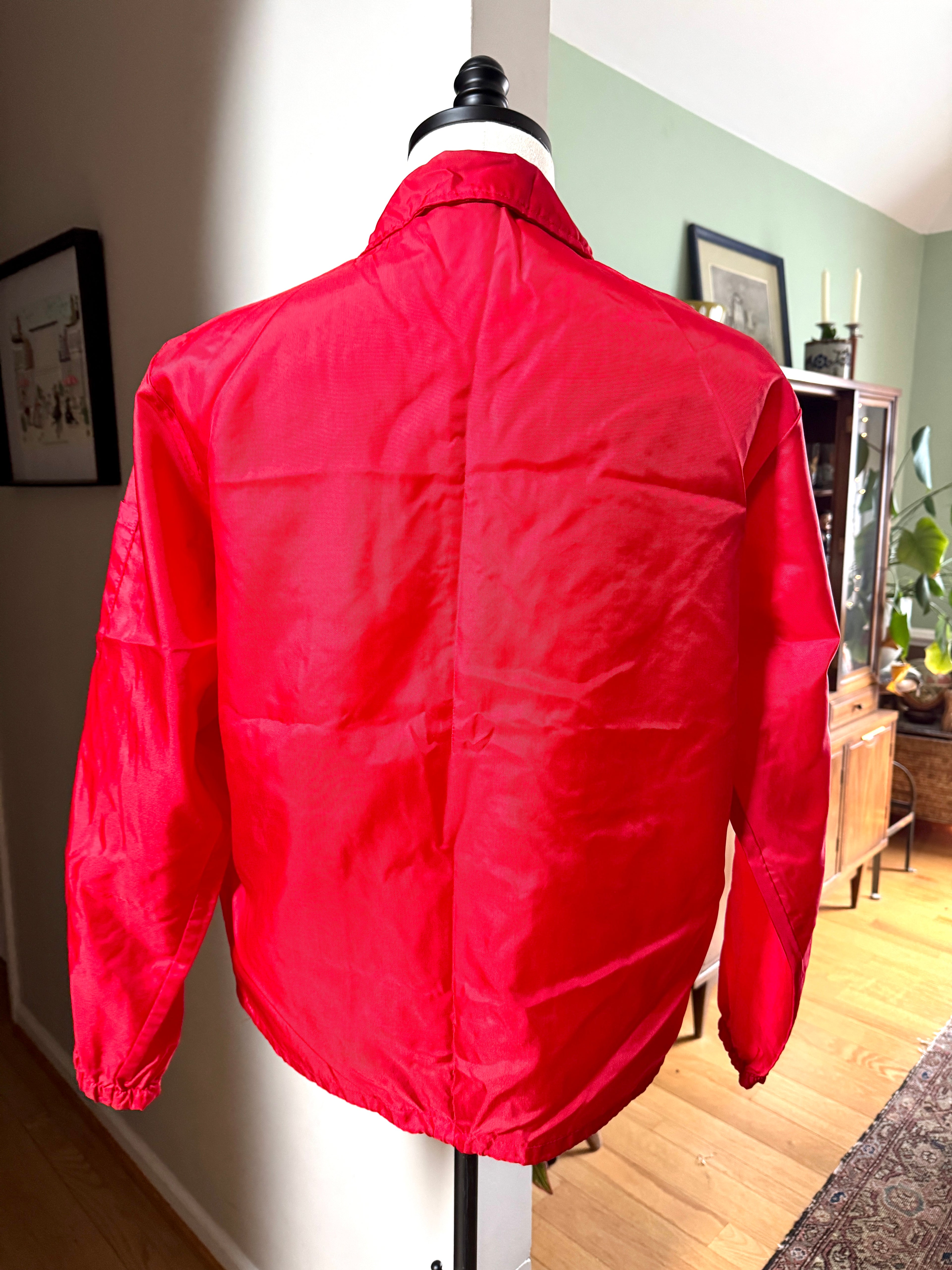 Vtg Swingster Funks G Hybrid (M) Red Windbreaker Racing Stripe Jacket Farm