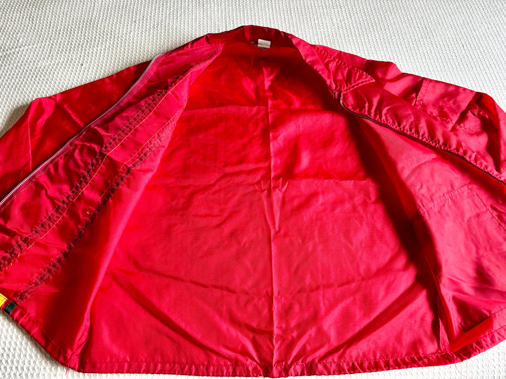 Vtg Swingster Funks G Hybrid (M) Red Windbreaker Racing Stripe Jacket Farm