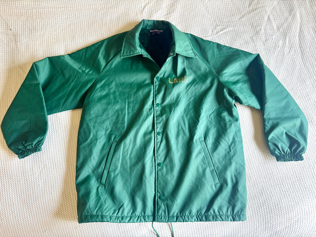 Vtg Green Sportsmaster Boa Lined Bus Service Jacket | Green Nylon "Birnie Bus Service" Jacket