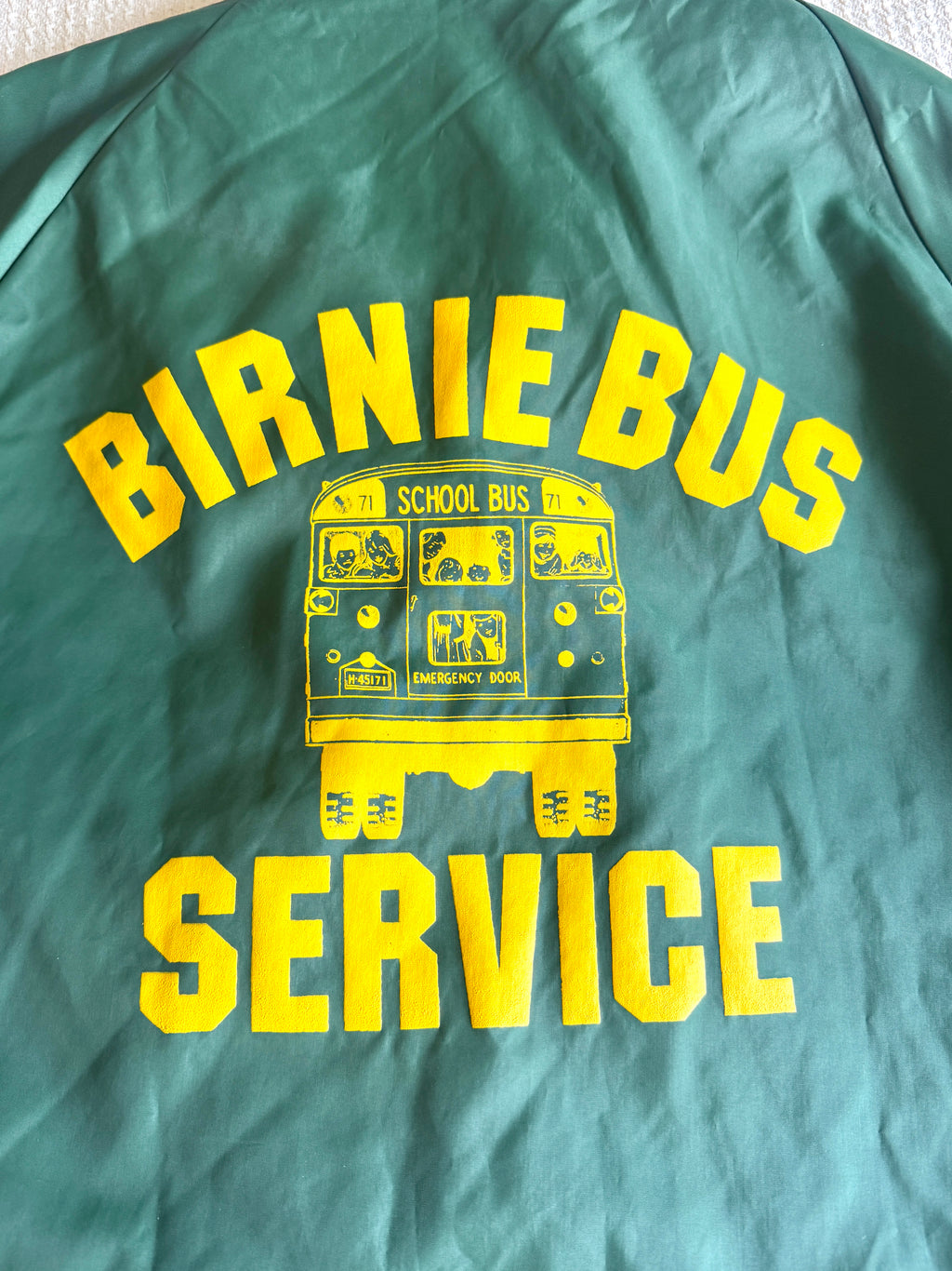 Vtg Green Sportsmaster Boa Lined Bus Service Jacket | Green Nylon "Birnie Bus Service" Jacket