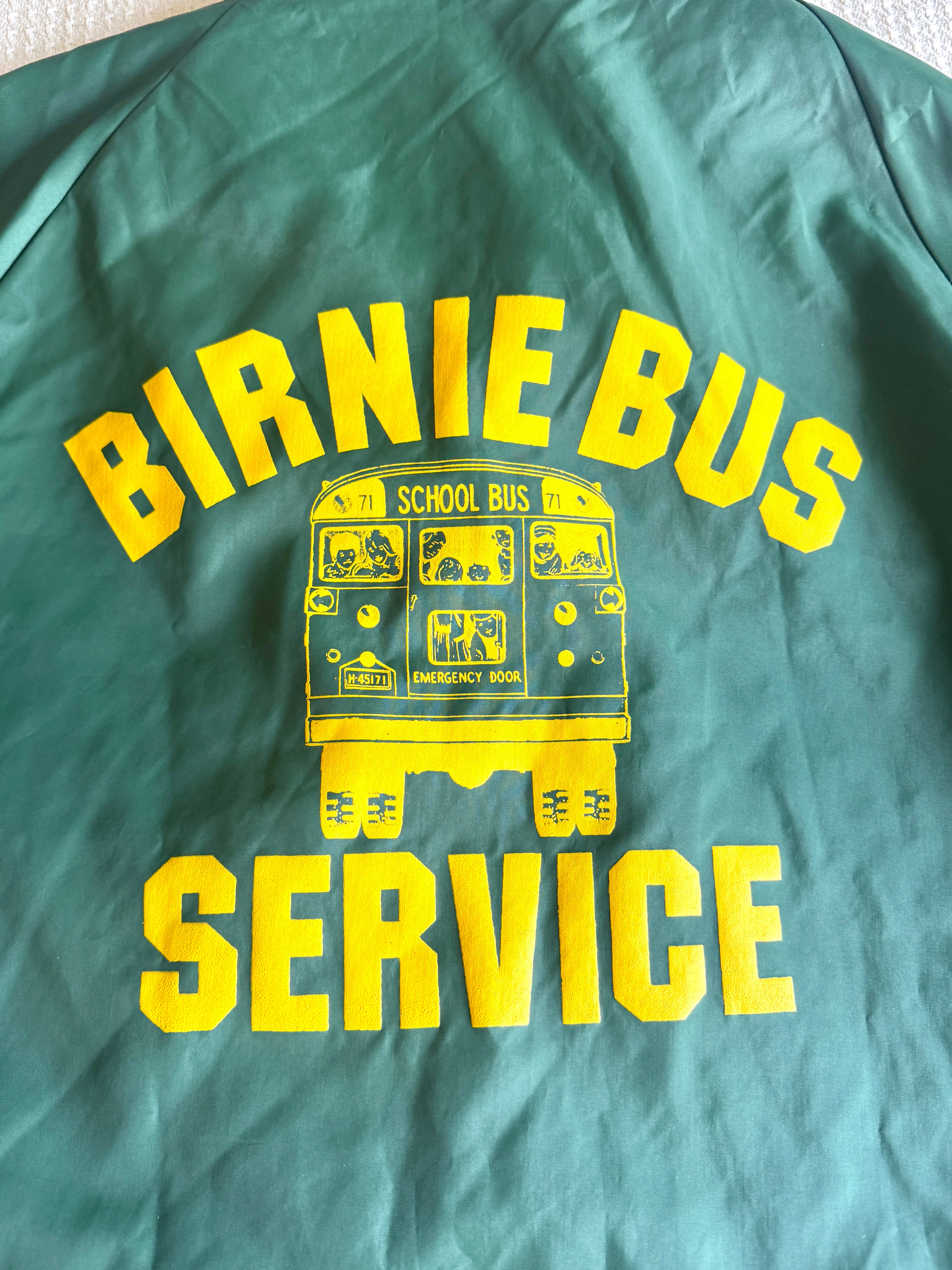 Vtg Green Sportsmaster Boa Lined Bus Service Jacket | Green Nylon "Birnie Bus Service" Jacket