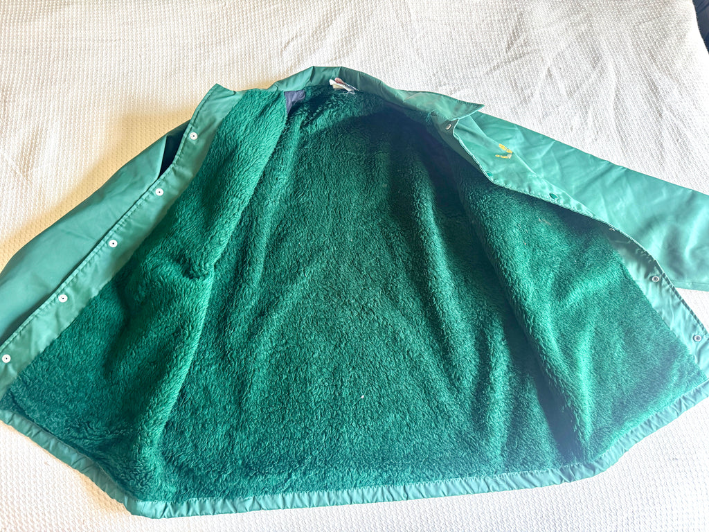 Vtg Green Sportsmaster Boa Lined Bus Service Jacket | Green Nylon "Birnie Bus Service" Jacket