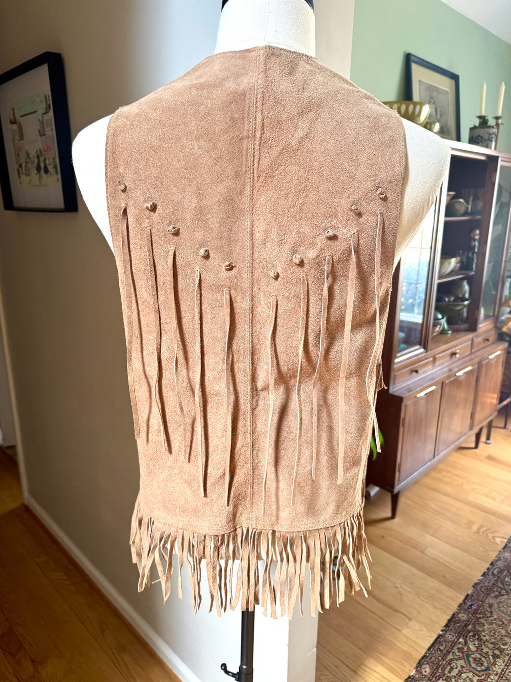 Vtg Genuine Leather Fringed Vest | Made in Mexico Long Fringe Vest