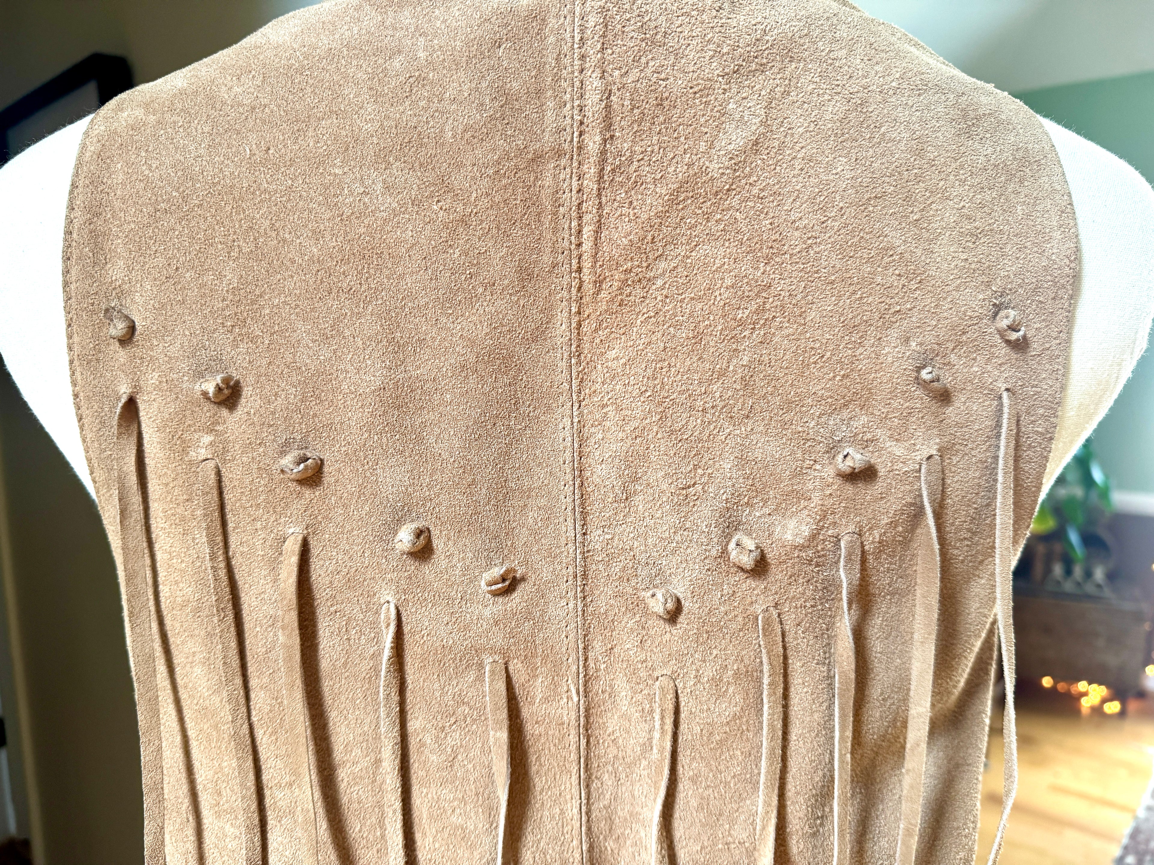 Vtg Genuine Leather Fringed Vest | Made in Mexico Long Fringe Vest