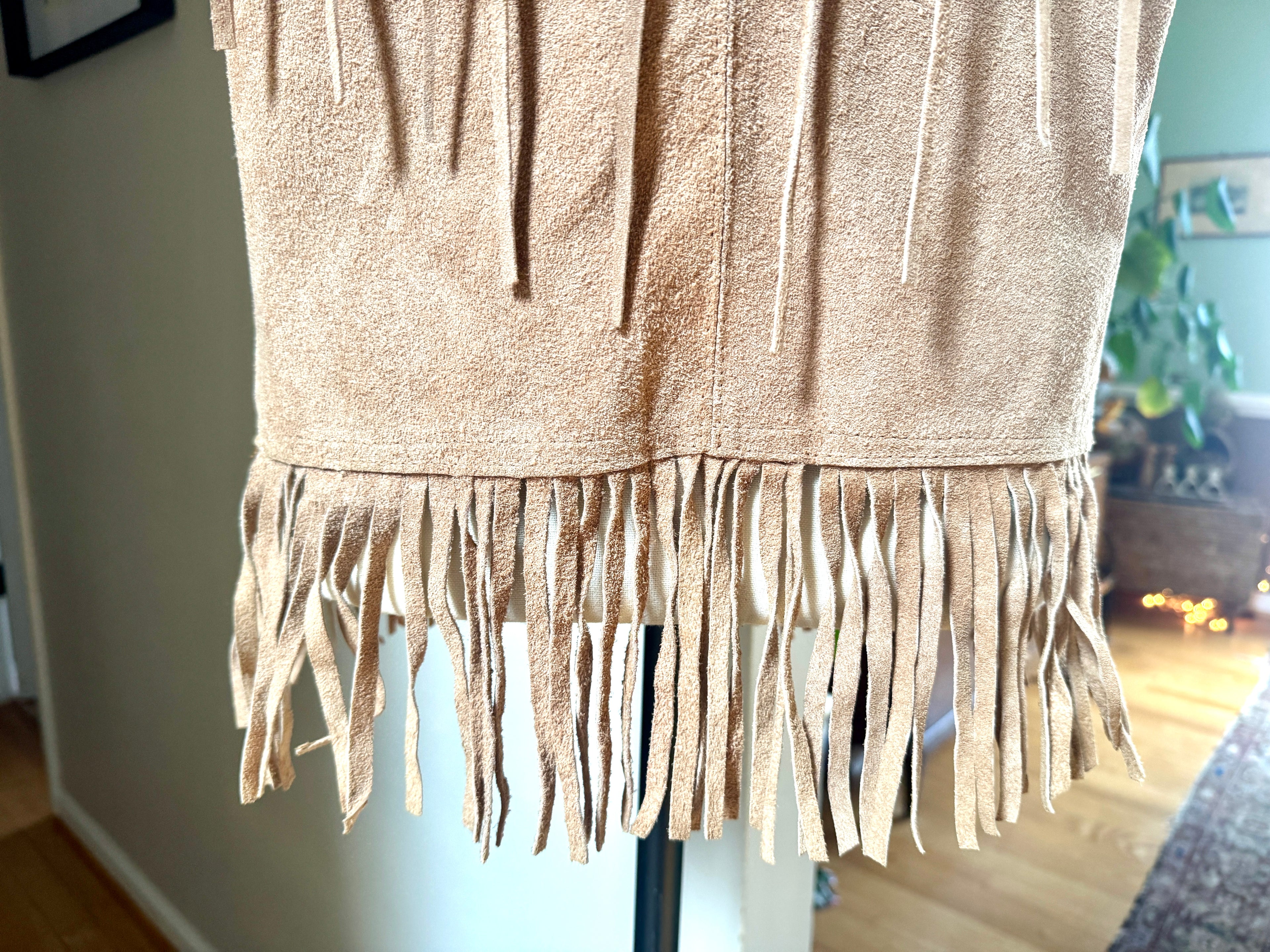 Vtg Genuine Leather Fringed Vest | Made in Mexico Long Fringe Vest