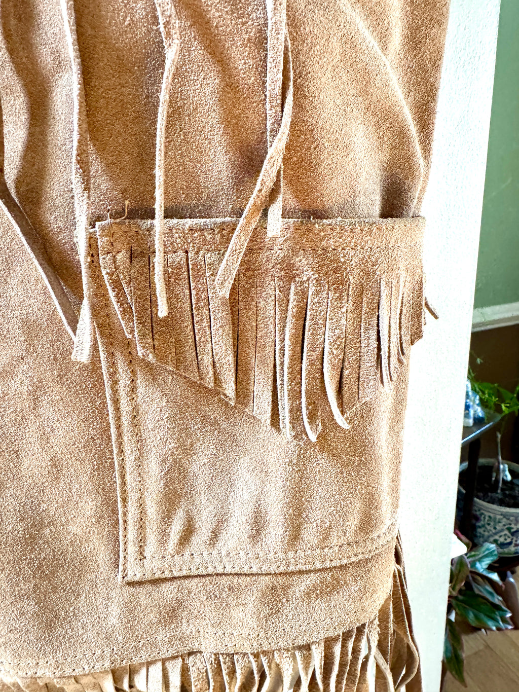 Vtg Genuine Leather Fringed Vest | Made in Mexico Long Fringe Vest