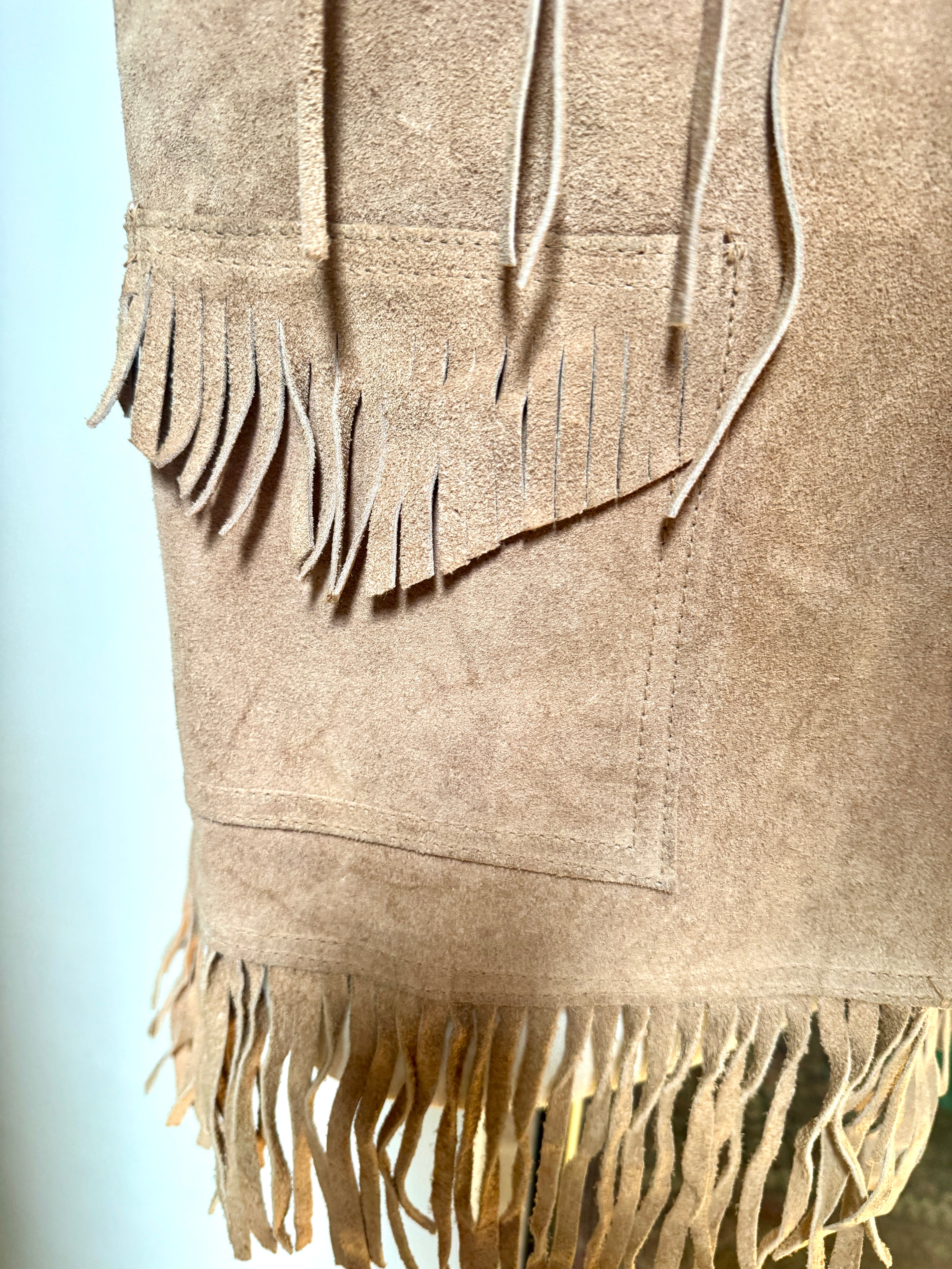 Vtg Genuine Leather Fringed Vest | Made in Mexico Long Fringe Vest