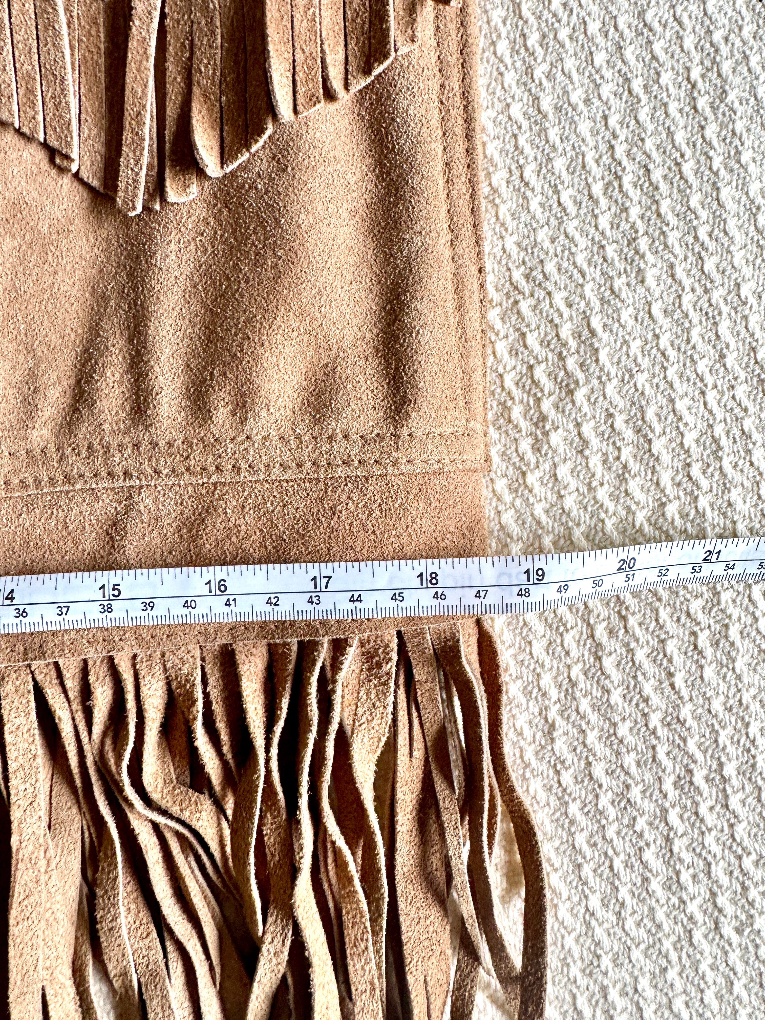 Vtg Genuine Leather Fringed Vest | Made in Mexico Long Fringe Vest
