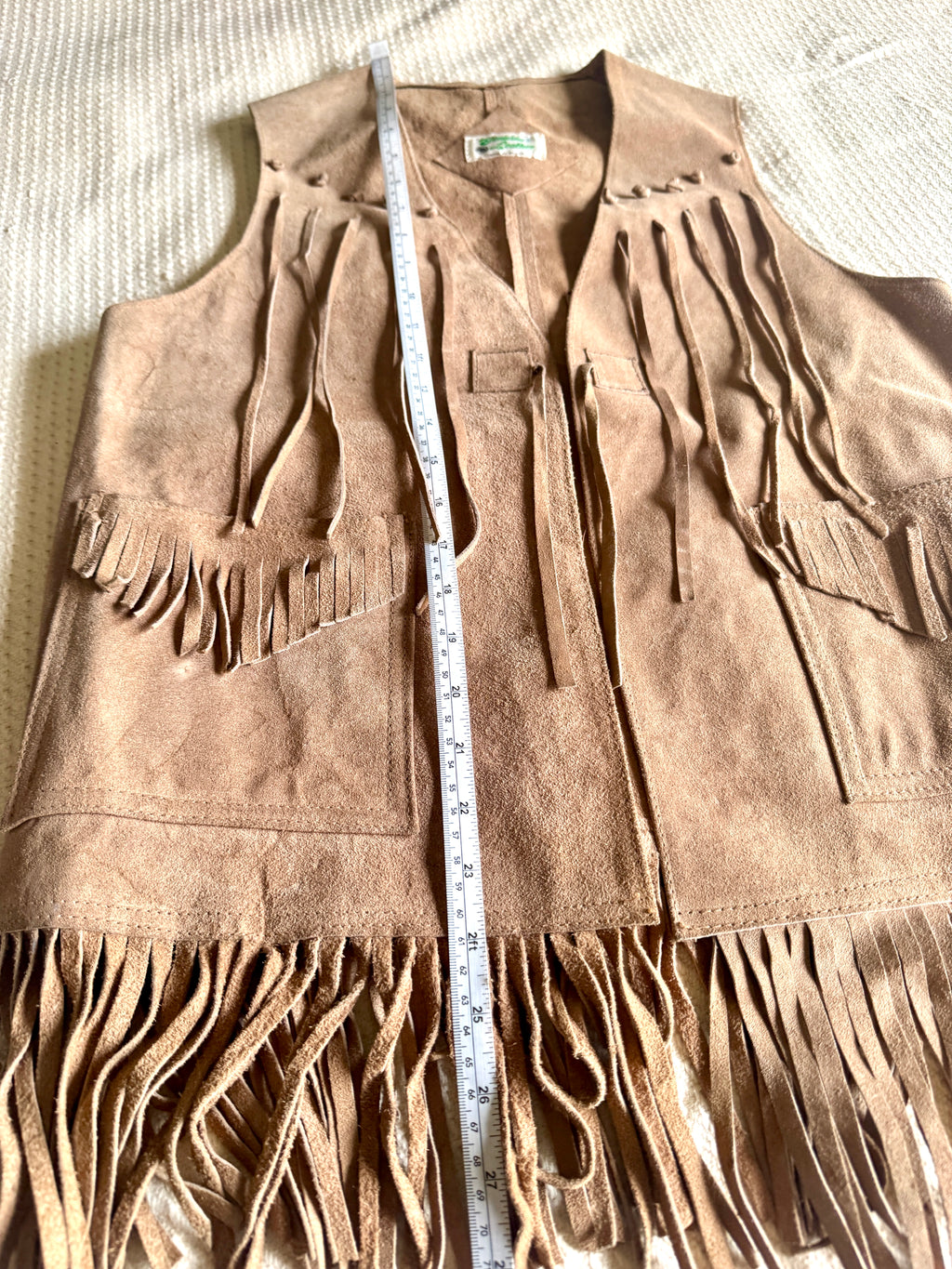 Vtg Genuine Leather Fringed Vest | Made in Mexico Long Fringe Vest