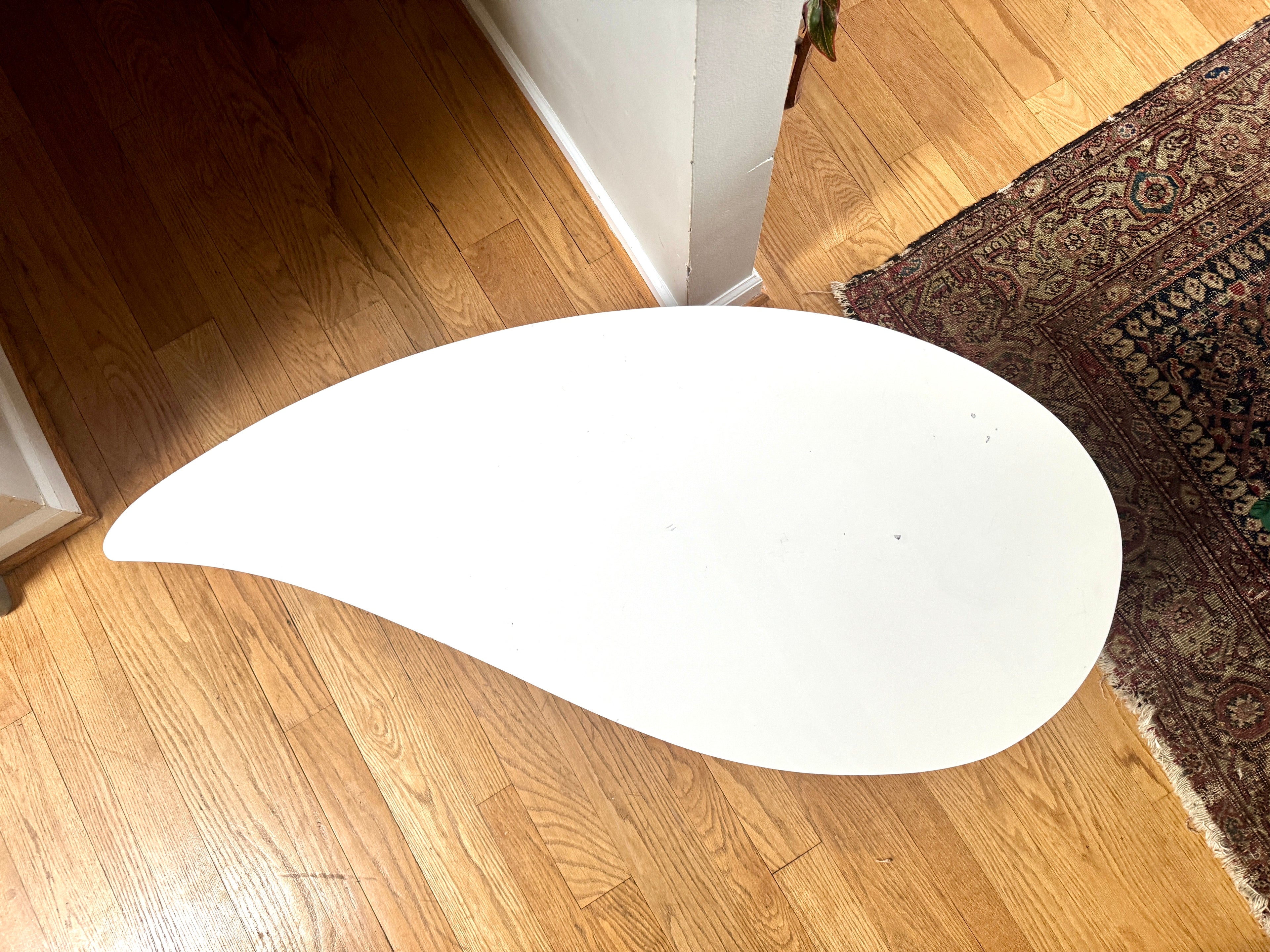White Teardrop Coffee Table | MCM Style White Teardrop Table (Two available, Different Heights)