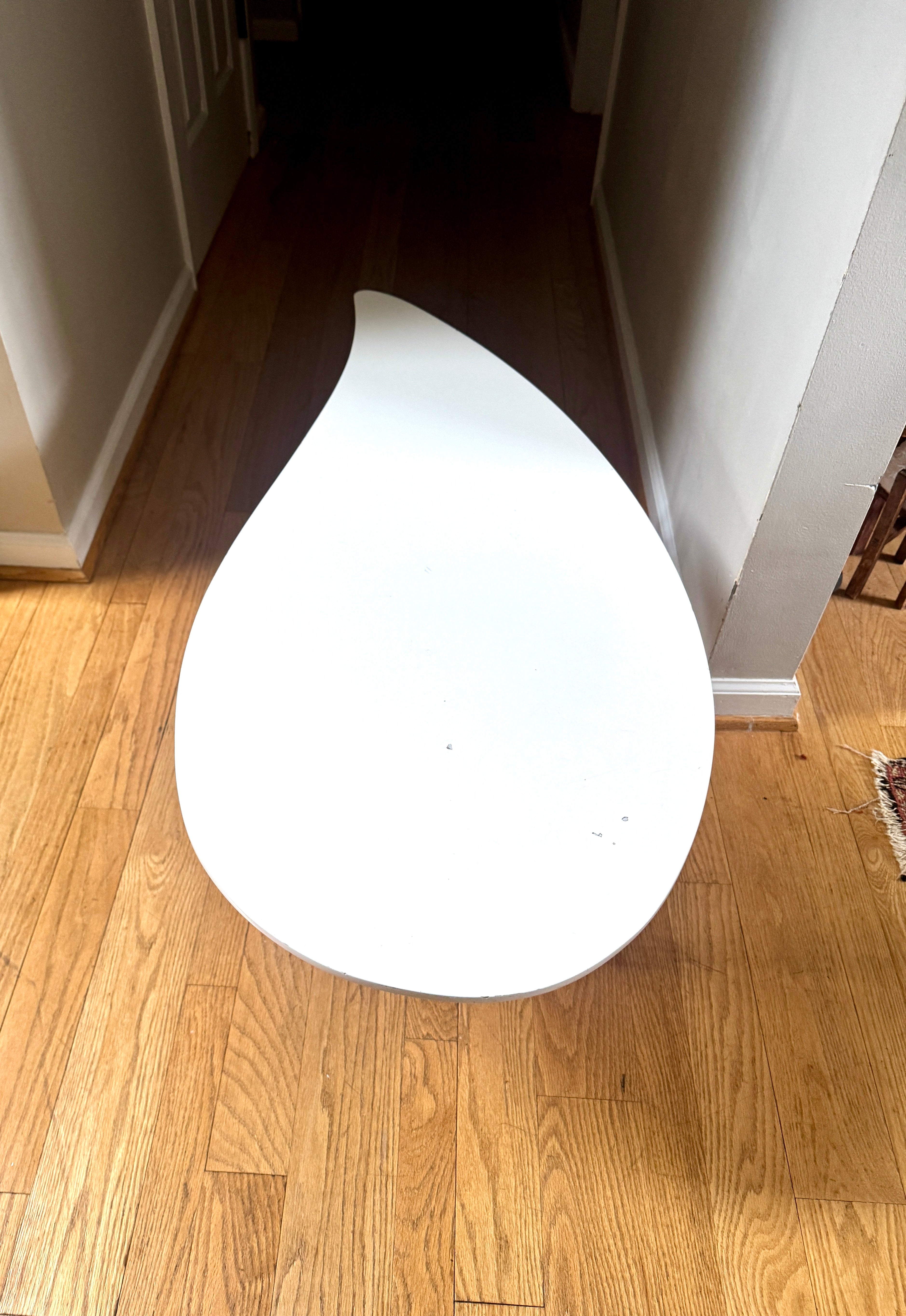 White Teardrop Coffee Table | MCM Style White Teardrop Table (Two available, Different Heights)