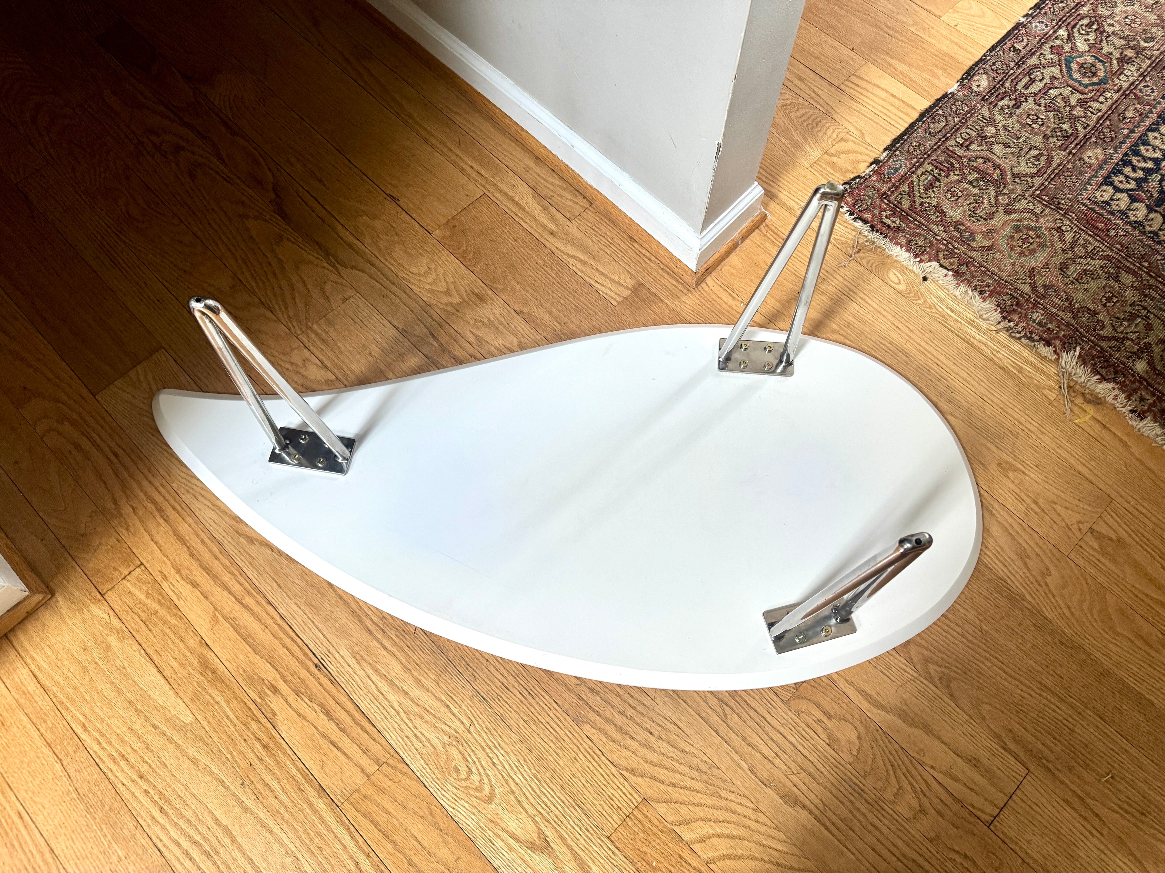White Teardrop Coffee Table | MCM Style White Teardrop Table (Two available, Different Heights)