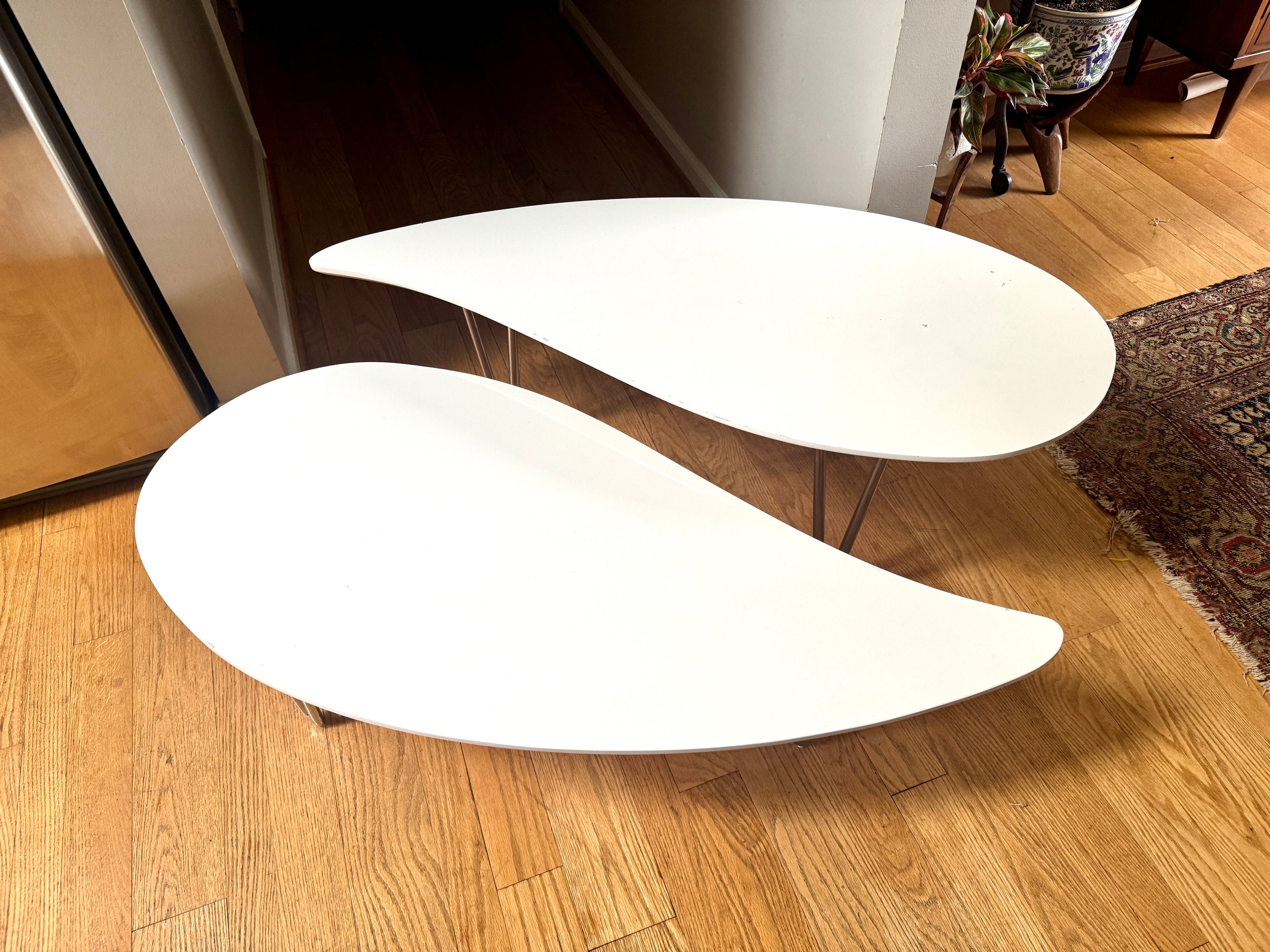 White Teardrop Coffee Table | MCM Style White Teardrop Table (Two available, Different Heights) (Copy)