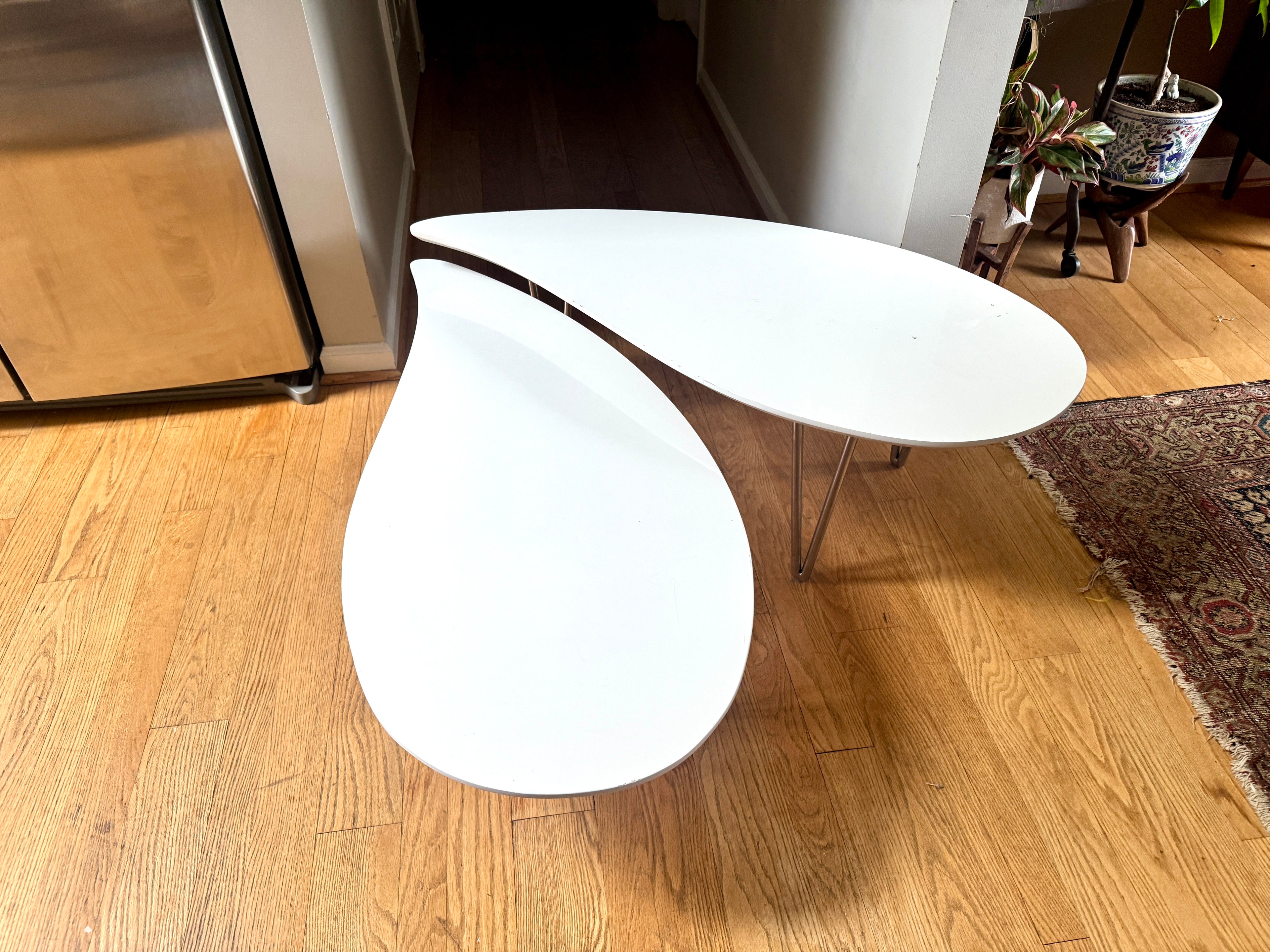 White Teardrop Coffee Table | MCM Style White Teardrop Table (Two available, Different Heights) (Copy)