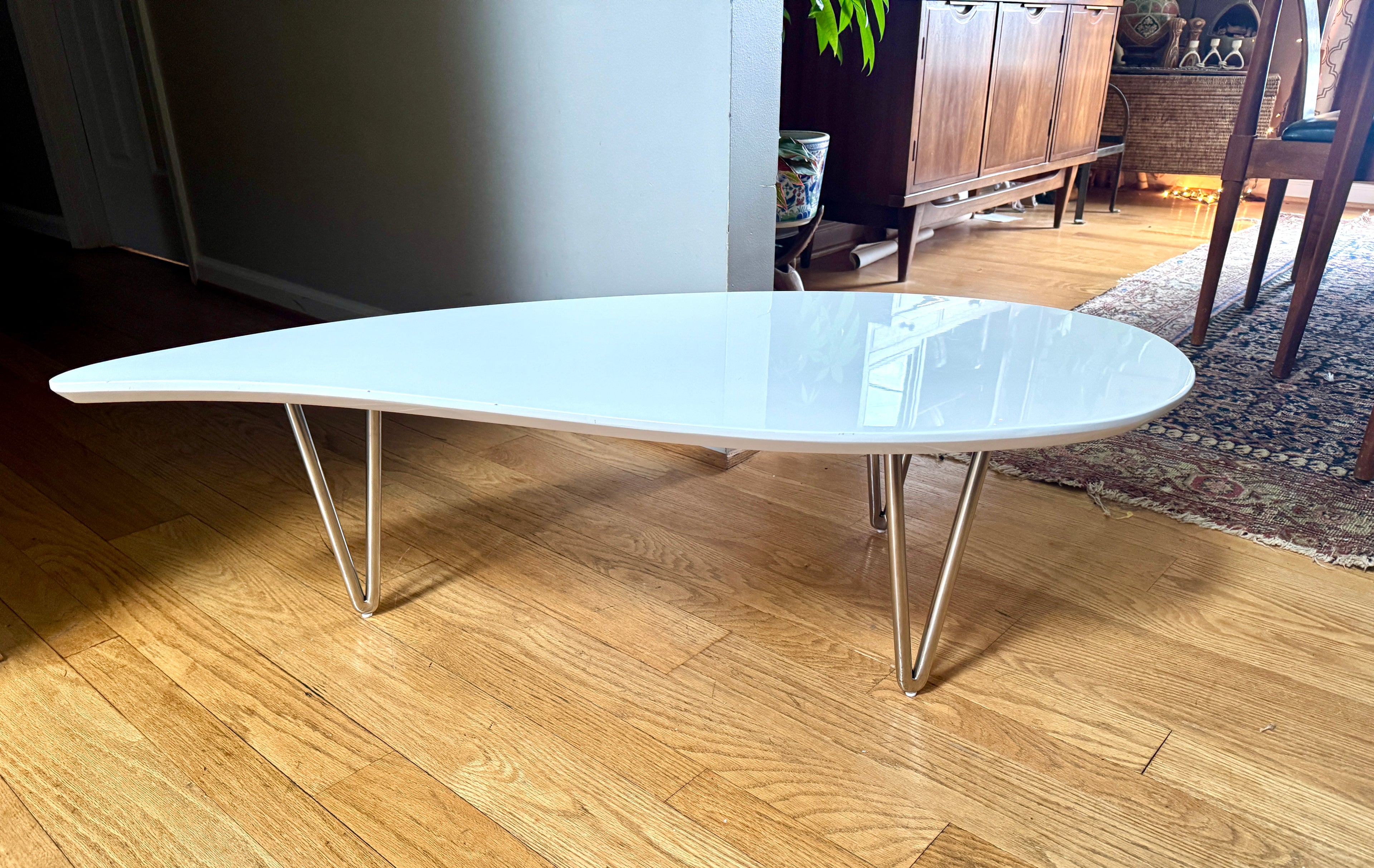 White Teardrop Coffee Table | MCM Style White Teardrop Table (Two available, Different Heights) (Copy)