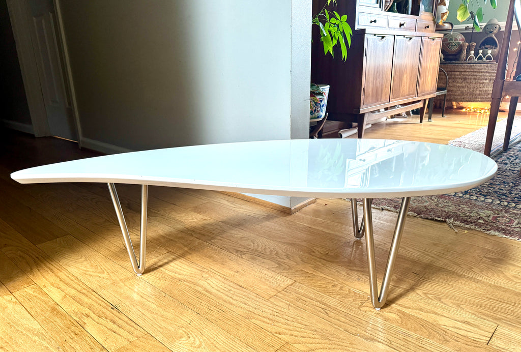 White Teardrop Coffee Table | MCM Style White Teardrop Table (Two available, Different Heights) (Copy)