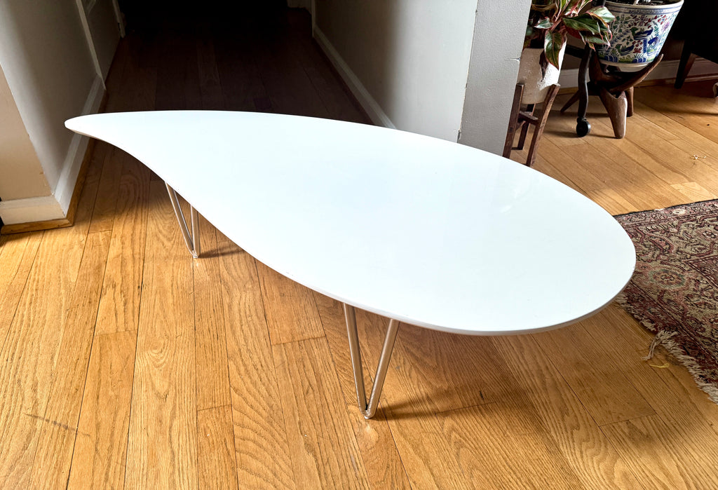 White Teardrop Coffee Table | MCM Style White Teardrop Table (Two available, Different Heights) (Copy)