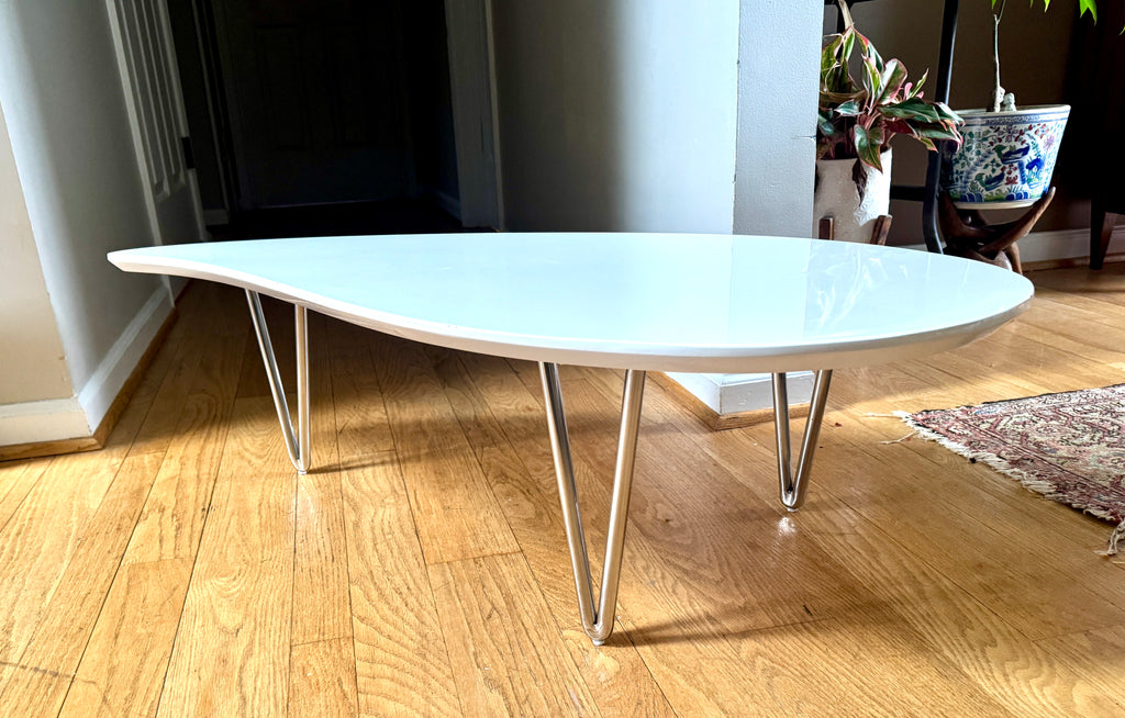 White Teardrop Coffee Table | MCM Style White Teardrop Table (Two available, Different Heights) (Copy)