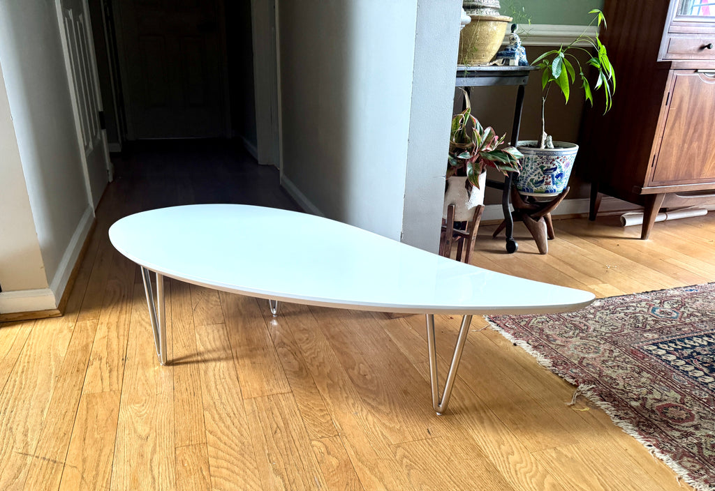 White Teardrop Coffee Table | MCM Style White Teardrop Table (Two available, Different Heights) (Copy)