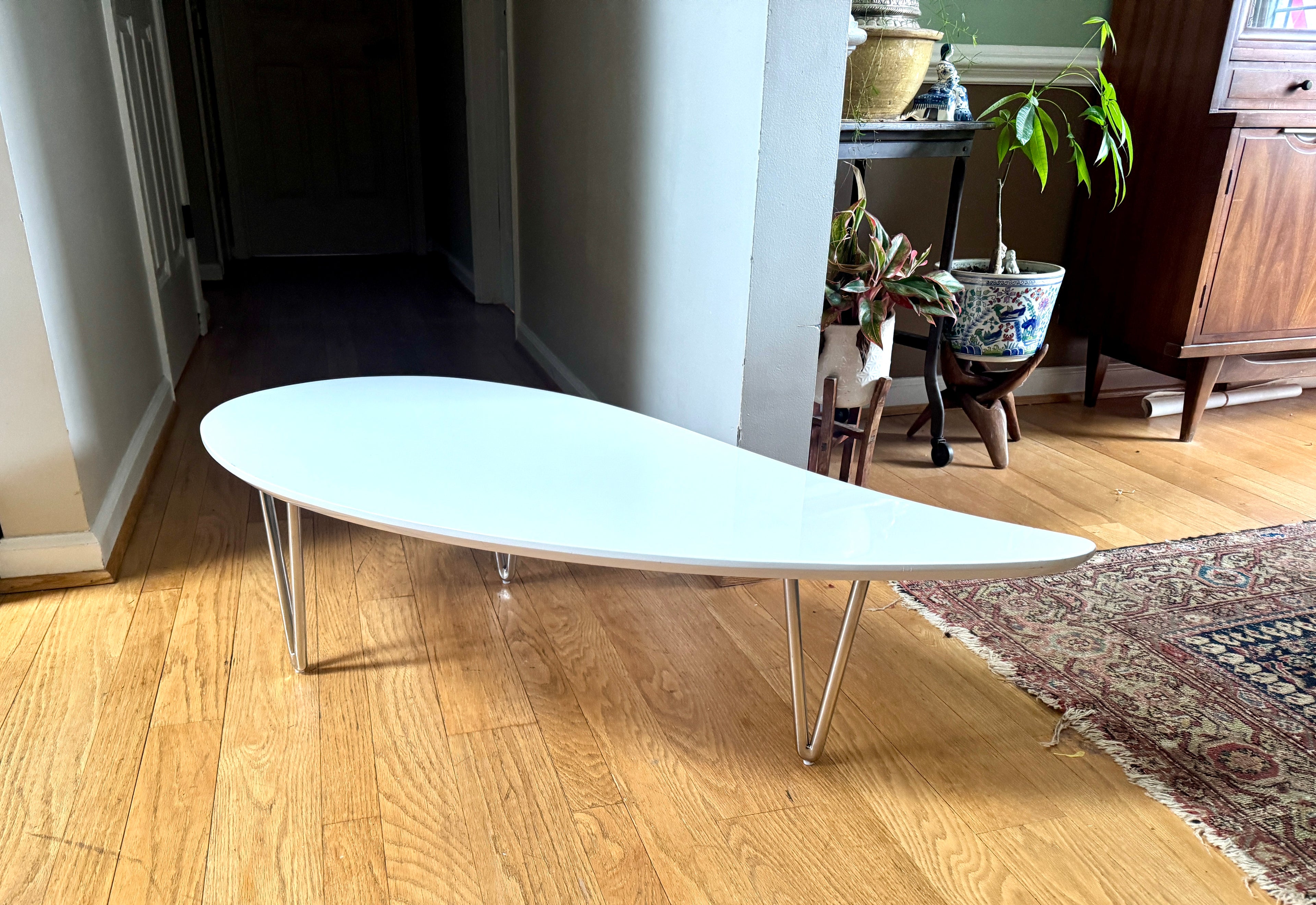 White Teardrop Coffee Table | MCM Style White Teardrop Table (Two available, Different Heights) (Copy)