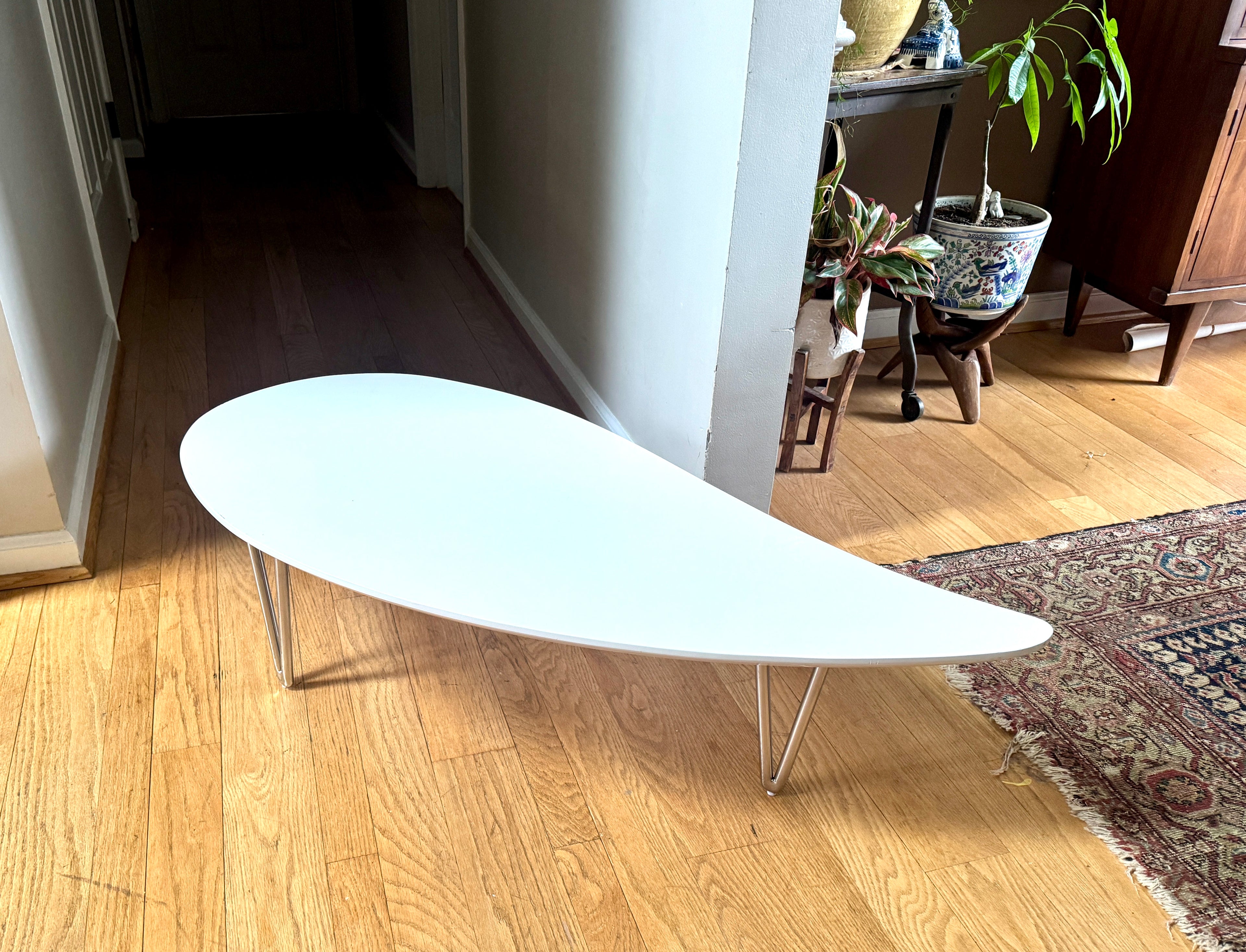White Teardrop Coffee Table | MCM Style White Teardrop Table (Two available, Different Heights) (Copy)