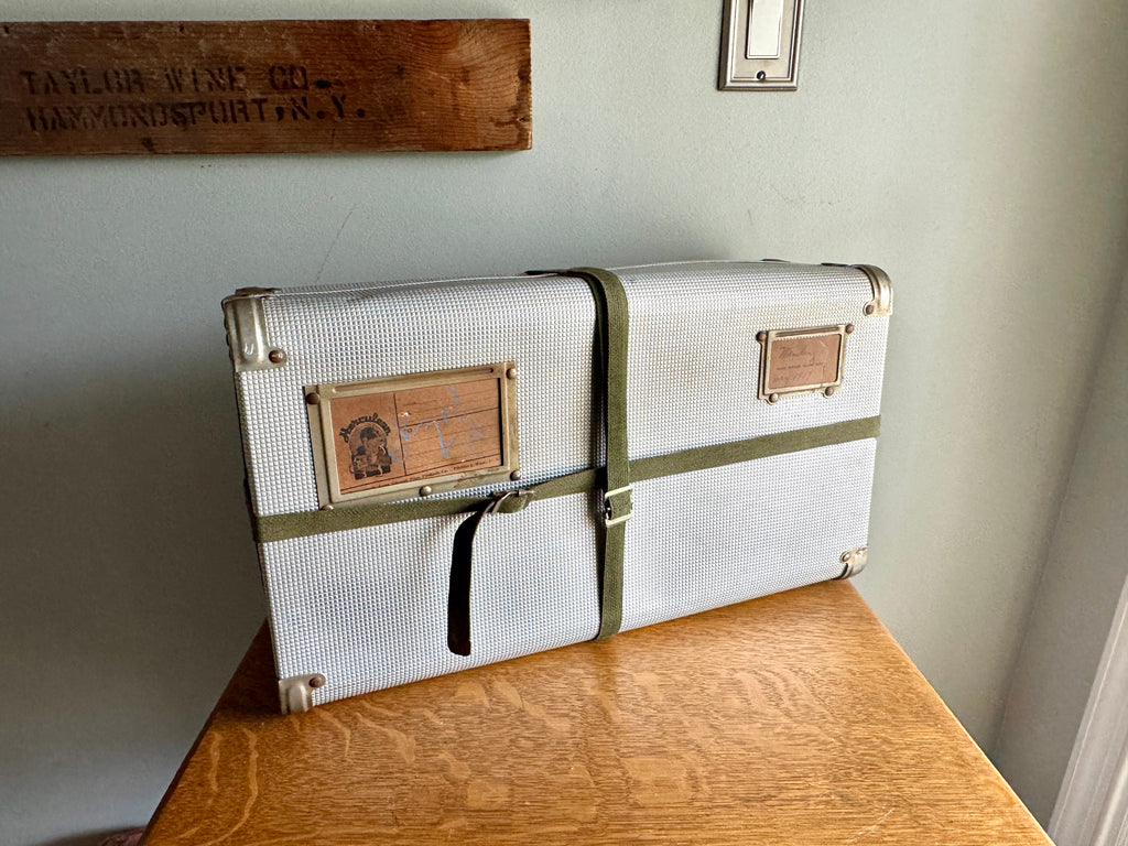 50's Herculean Aluminum Laundry Shipping Container with Canvas Straps