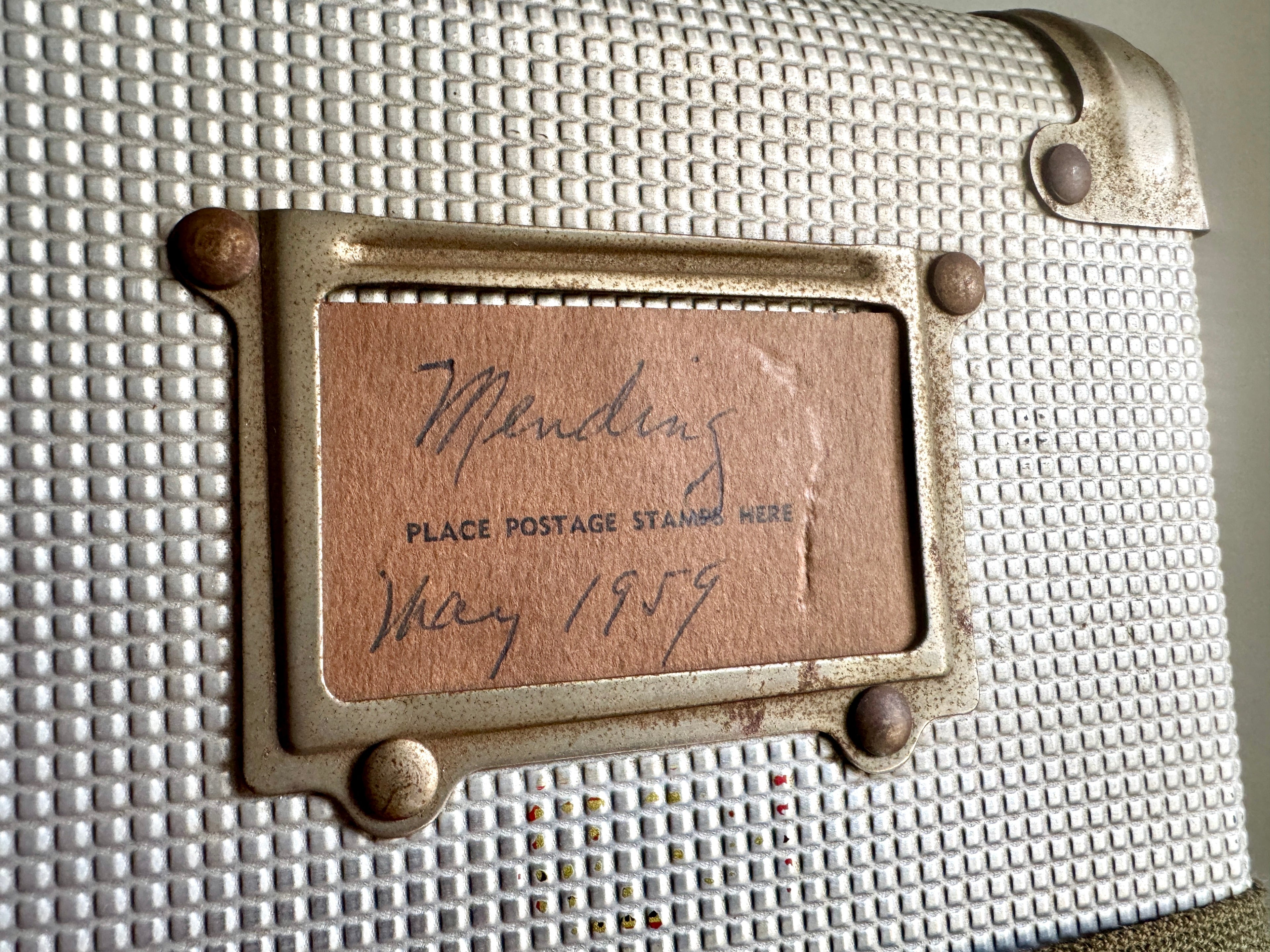 50's Herculean Aluminum Laundry Shipping Container with Canvas Straps