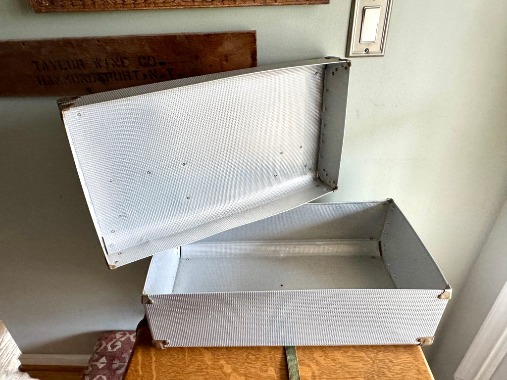50's Herculean Aluminum Laundry Shipping Container with Canvas Straps