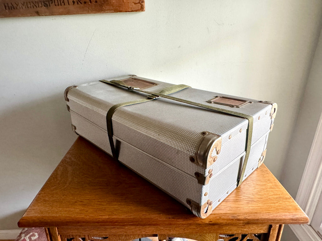 50's Herculean Aluminum Laundry Shipping Container with Canvas Straps