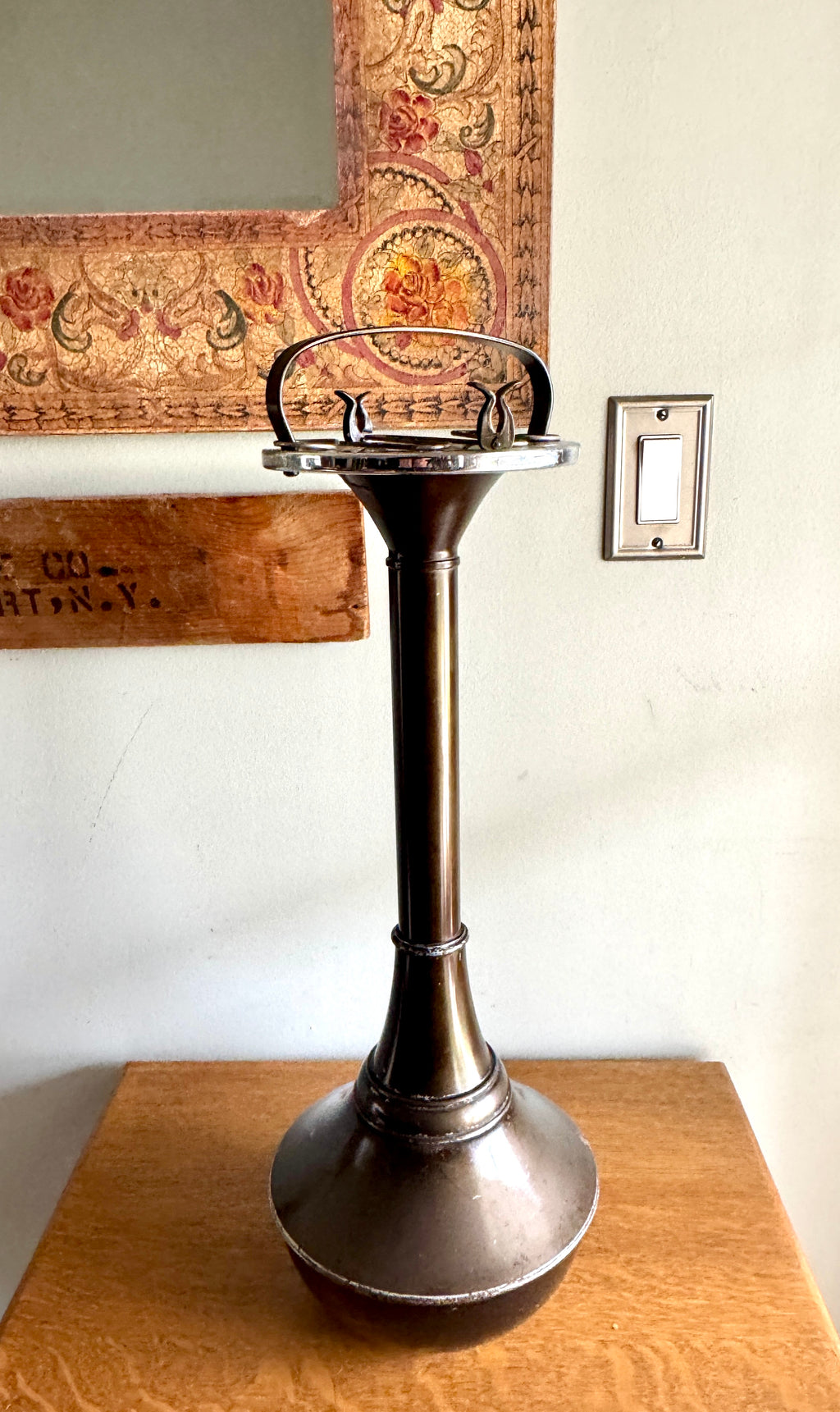 1920's Smokador Rock-a-By Standing Ashtray | Brown Art Deco Smokers Ashtray Stand