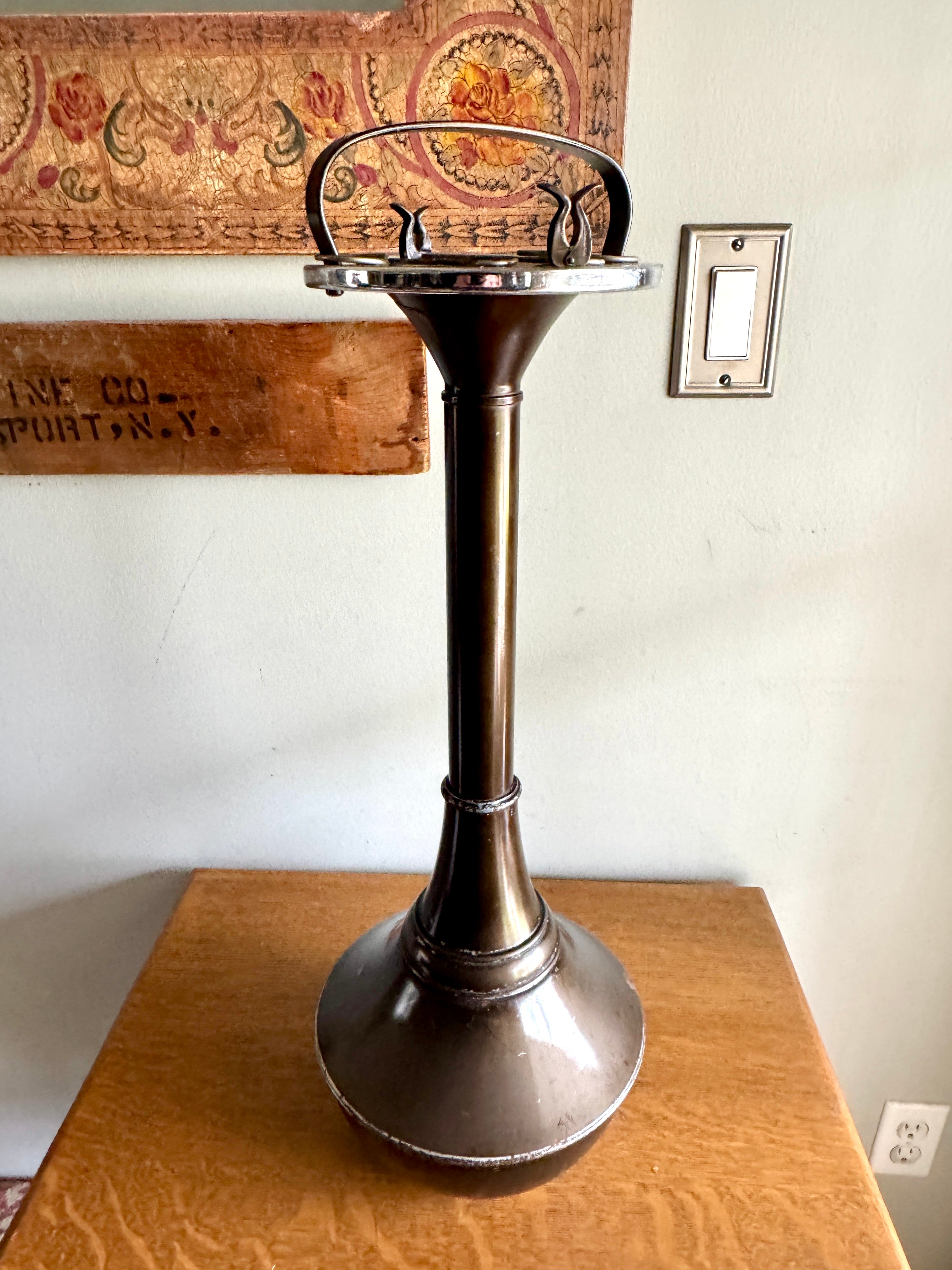1920's Smokador Rock-a-By Standing Ashtray | Brown Art Deco Smokers Ashtray Stand