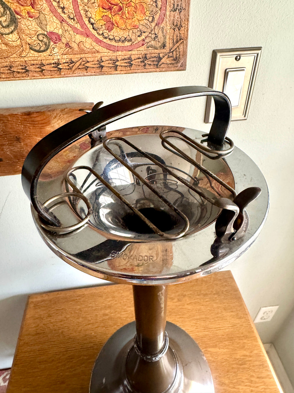 1920's Smokador Rock-a-By Standing Ashtray | Brown Art Deco Smokers Ashtray Stand