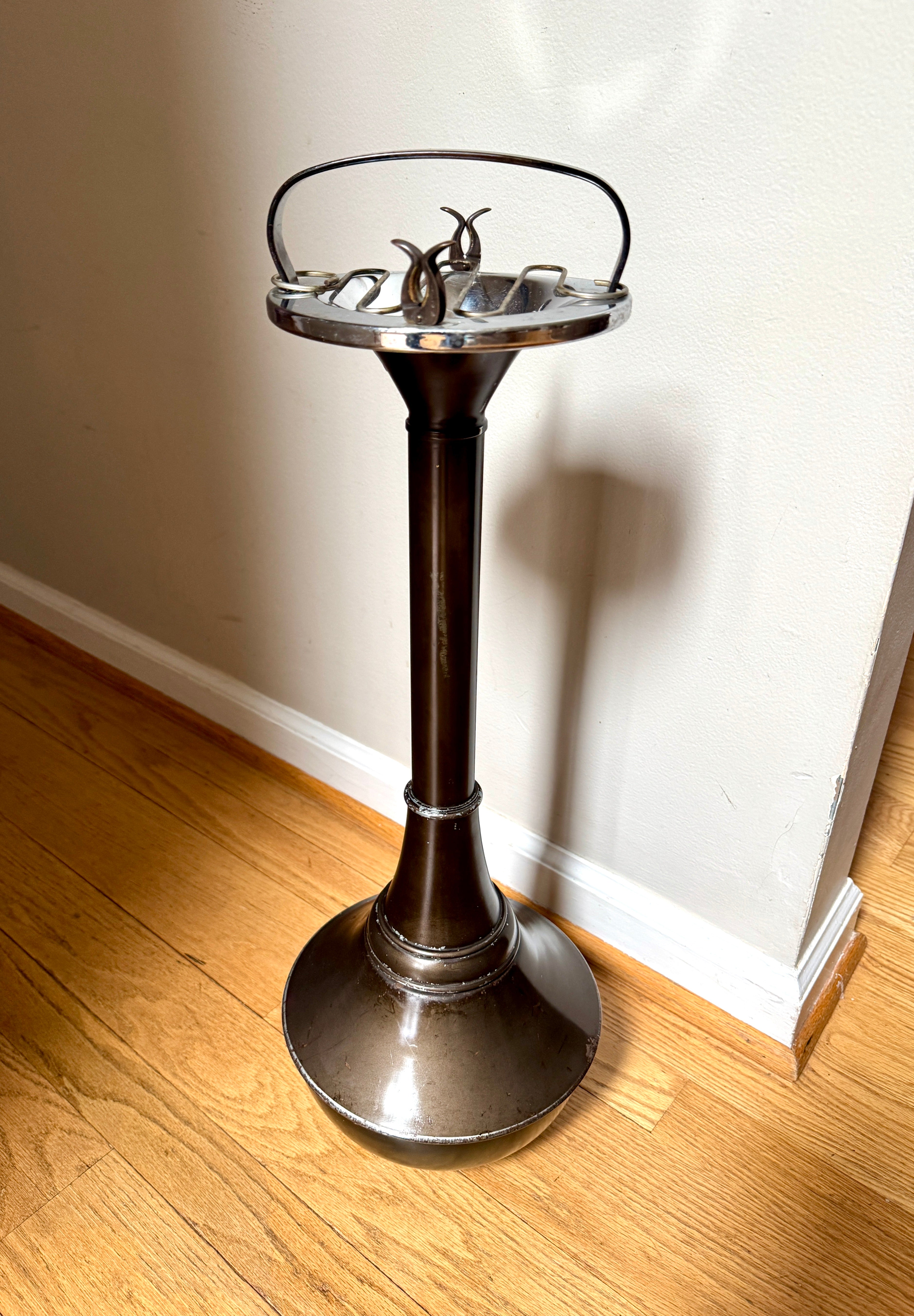 1920's Smokador Rock-a-By Standing Ashtray | Brown Art Deco Smokers Ashtray Stand