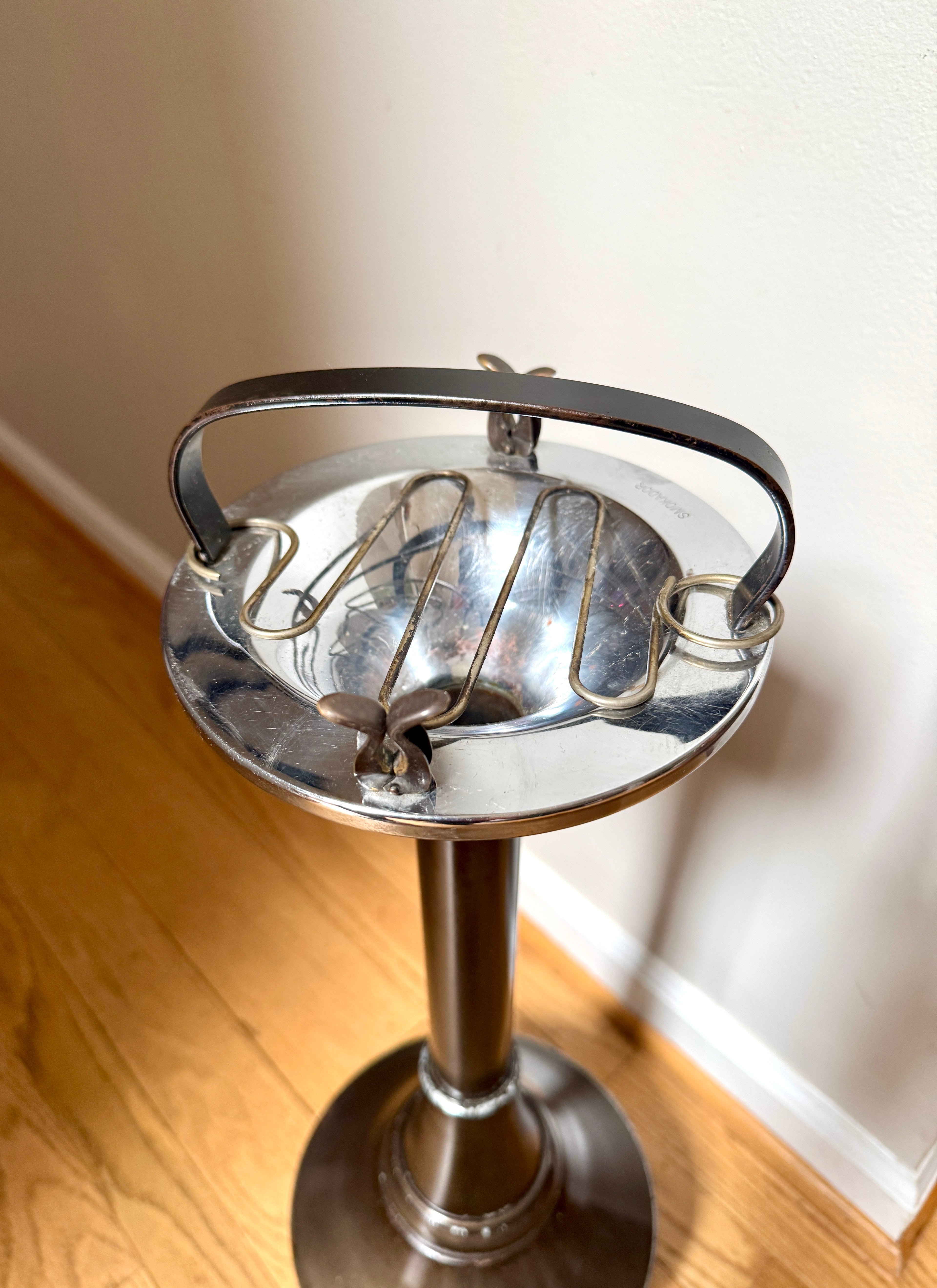 1920's Smokador Rock-a-By Standing Ashtray | Brown Art Deco Smokers Ashtray Stand