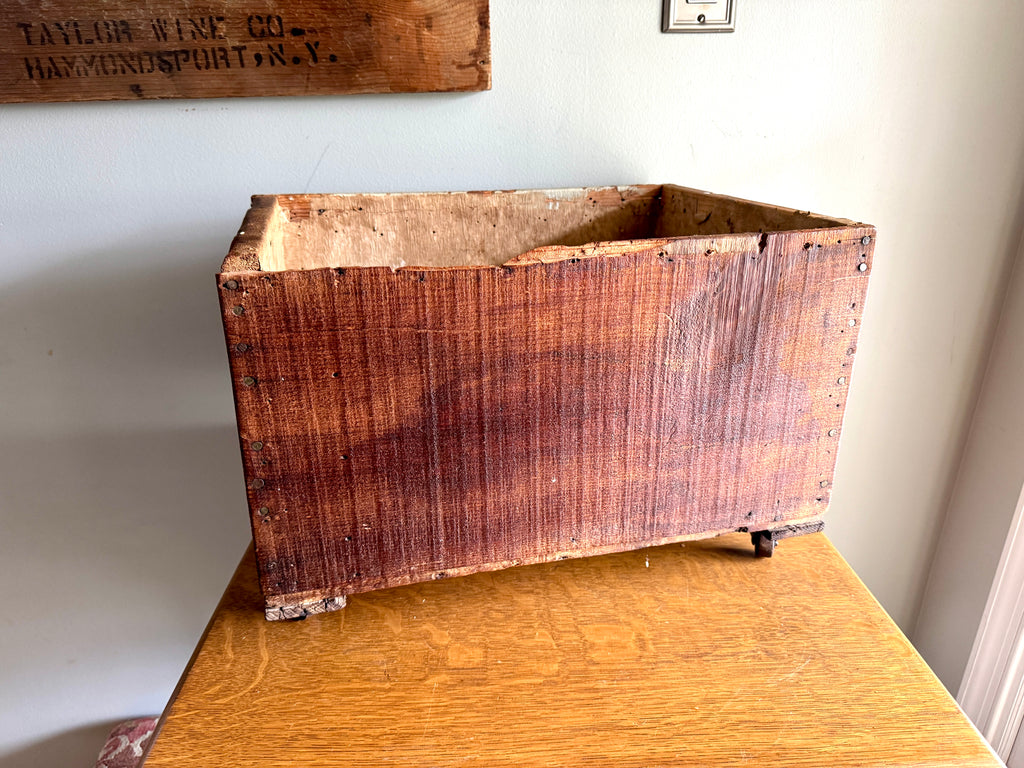 Antique Wooden Advertising Crate, "Humes Brand Tomatoes" by the G.W. Hume Company in San Francisco, California on Casters.
