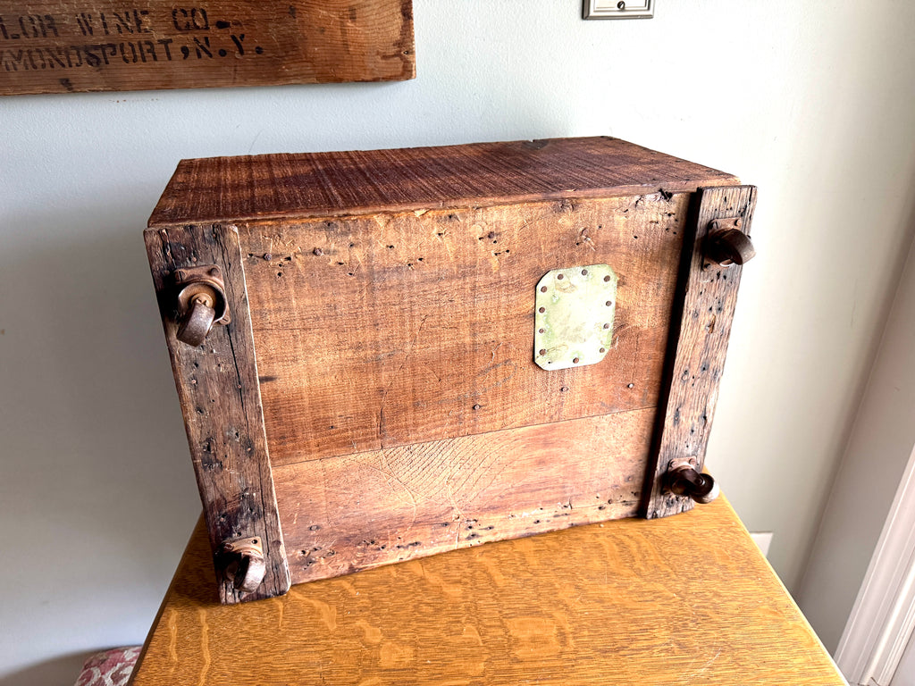 Antique Wooden Advertising Crate, "Humes Brand Tomatoes" by the G.W. Hume Company in San Francisco, California on Casters.