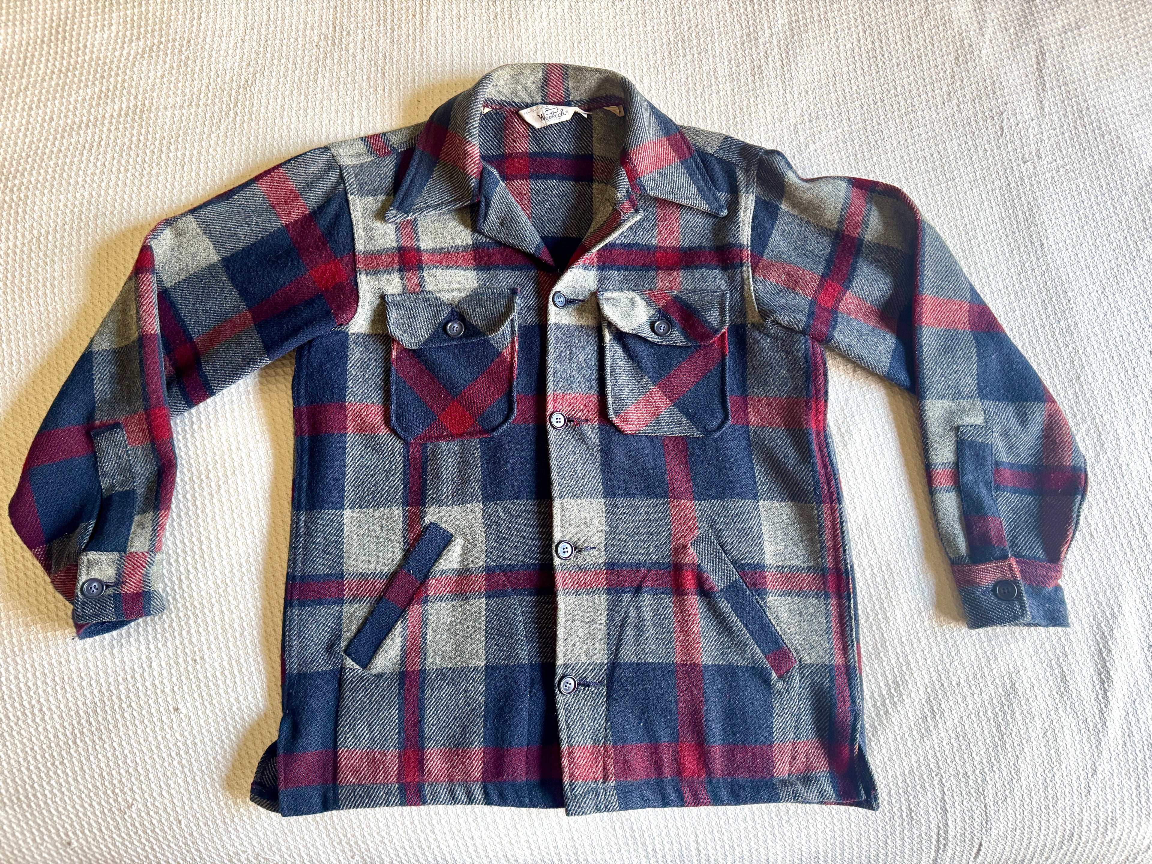 Vtg 1970s Woolrich Plaid Wool Wilderness Flannel Shirt Men's (M) | Woolrich Plaid Trucker Jacket