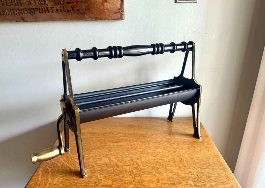Vtg Fireplace Cast Iron Newspaper Log Roller ~ Uniflame Ornate Newspaper Log Roller