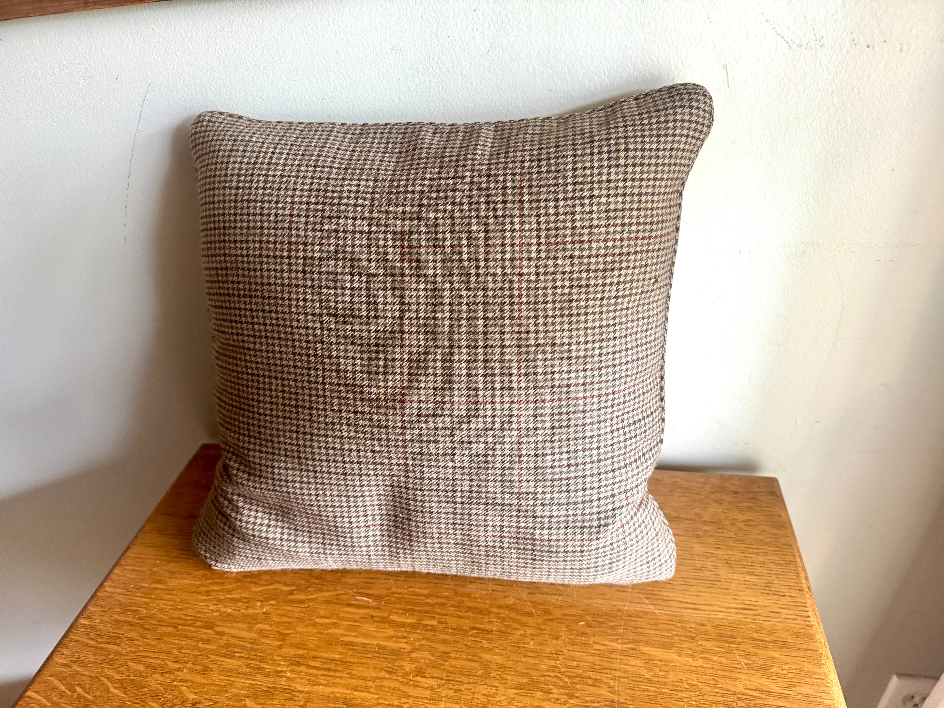 Ralph Lauren Rose Floral Needlepoint Pillow ~ Vtg Lauren Houndstooth Floral Needlepoint 14" Throw Pillow