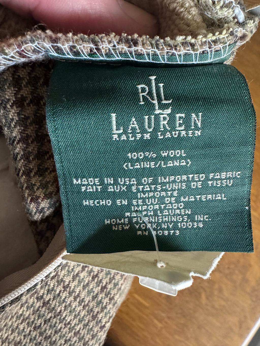 Ralph Lauren Rose Floral Needlepoint Pillow ~ Vtg Lauren Houndstooth Floral Needlepoint 14" Throw Pillow