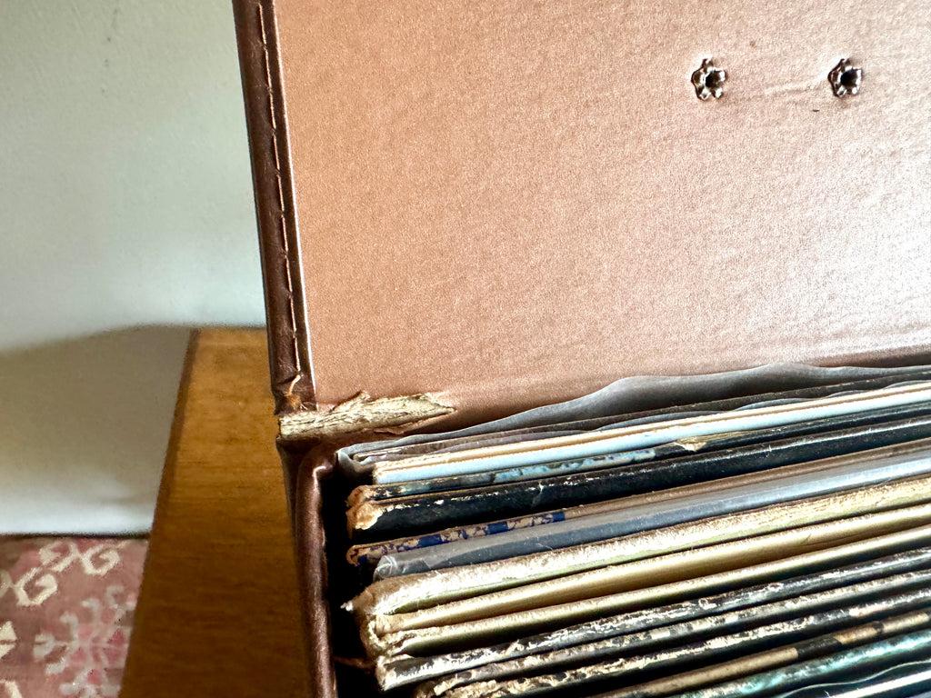 Vtg Brown LP Box Record Case Holder ~ Vinyl 12" Record Carrying Case